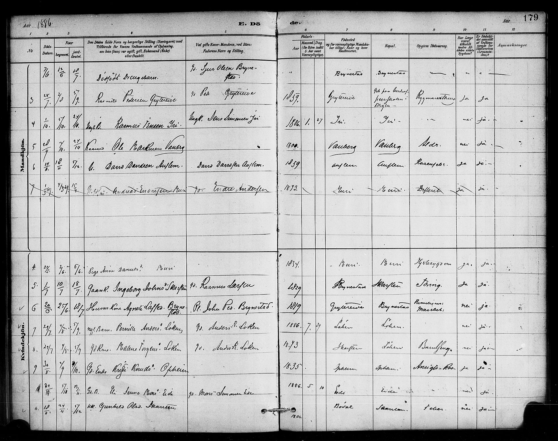 Innvik sokneprestembete, AV/SAB-A-80501: Parish register (official) no. C 1, 1879-1900, p. 179
