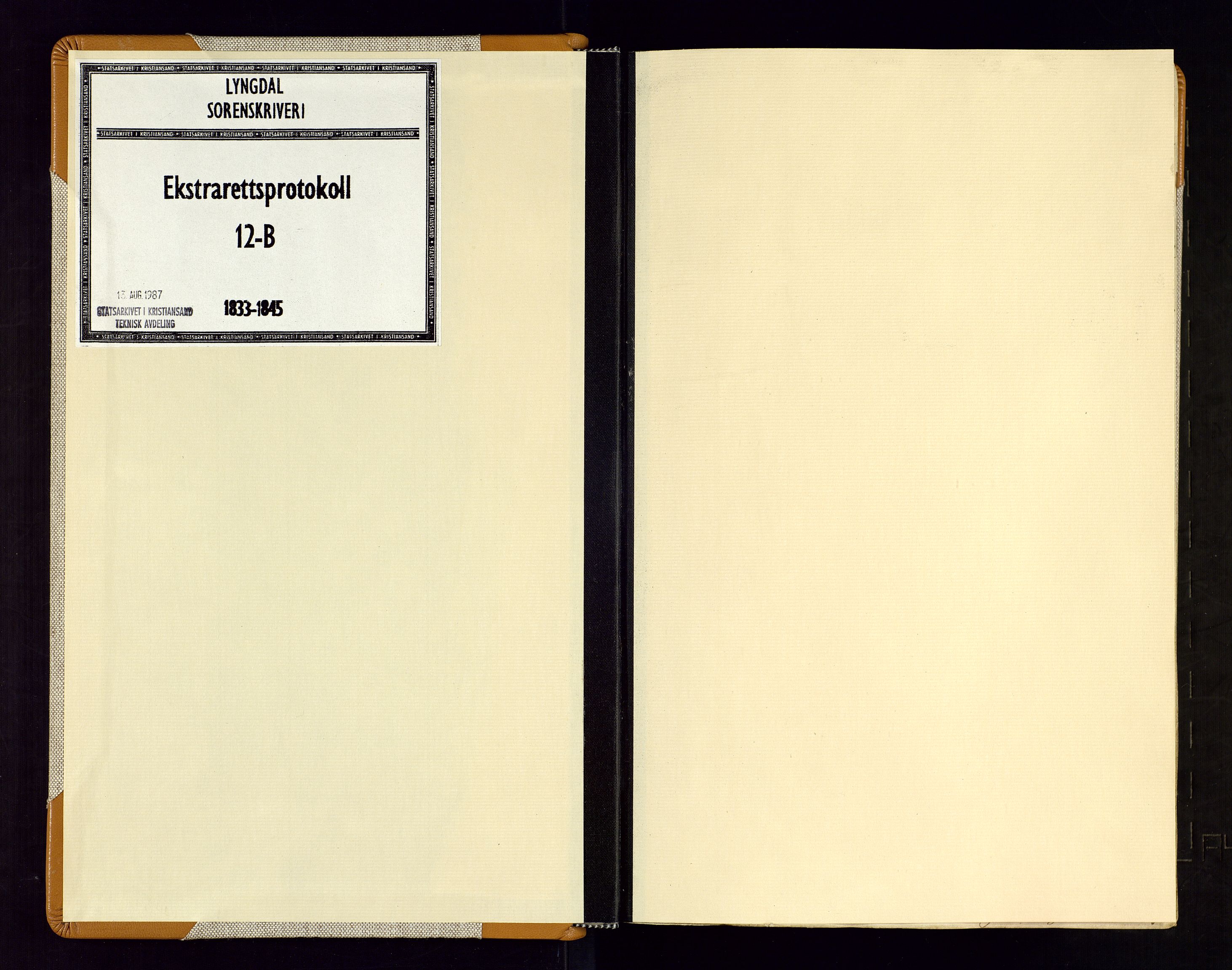 Lyngdal sorenskriveri, SAK/1221-0004/F/Fb/L0076: Ekstrarettsprotokoll nr. 12B, 1839-1845