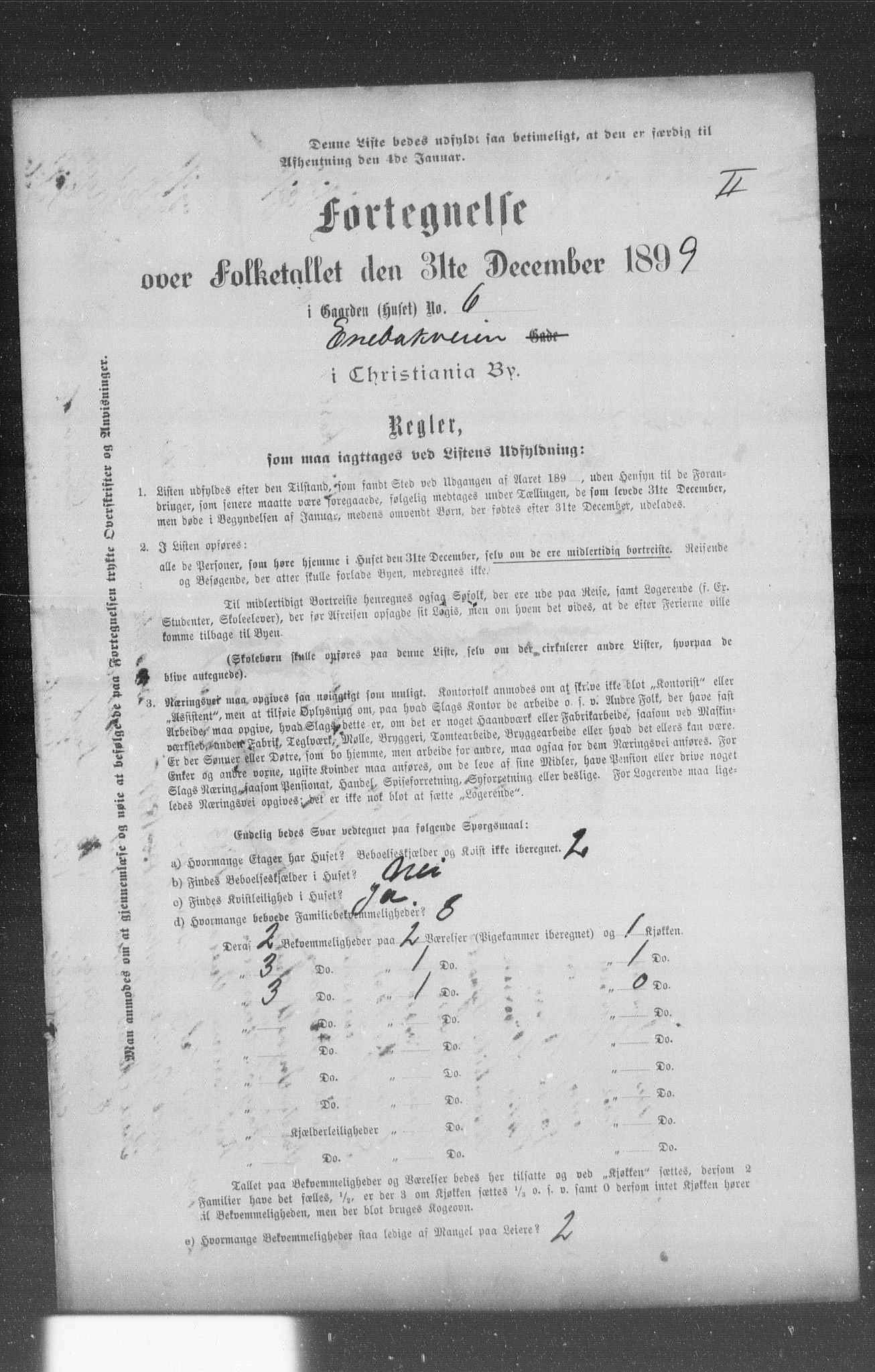 OBA, Municipal Census 1899 for Kristiania, 1899, p. 2667