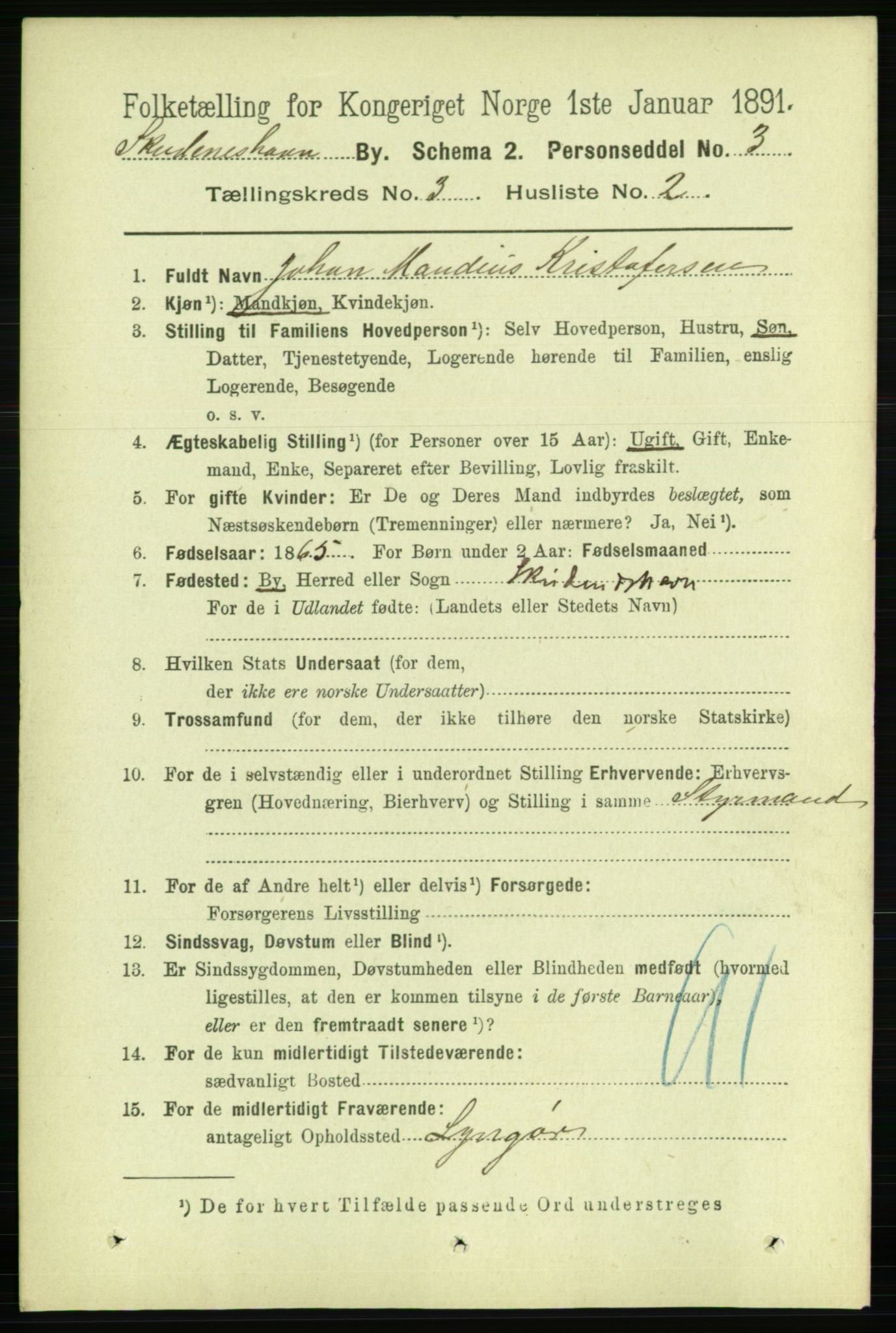 RA, 1891 census for 1104 Skudeneshavn, 1891, p. 970