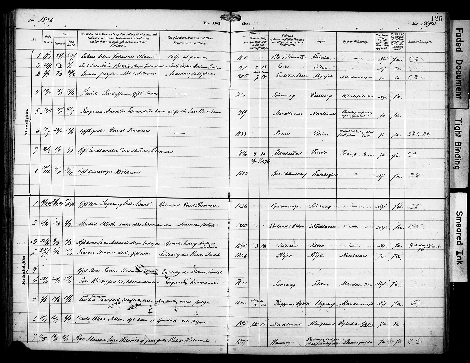 Avaldsnes sokneprestkontor, SAST/A -101851/H/Ha/Haa/L0016: Parish register (official) no. A 16, 1893-1918, p. 125