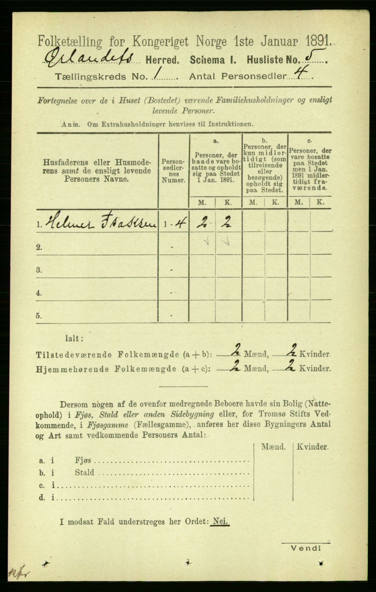 RA, 1891 census for 1621 Ørland, 1891, p. 40