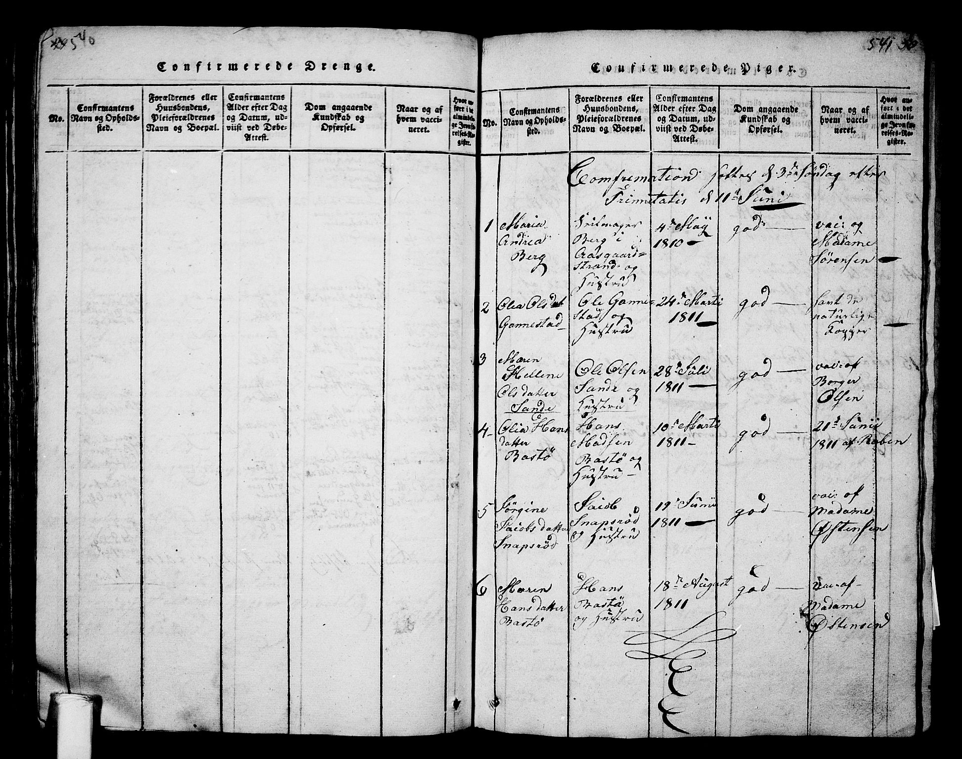 Borre kirkebøker, AV/SAKO-A-338/G/Ga/L0001: Parish register (copy) no. I 1, 1815-1851, p. 540-541