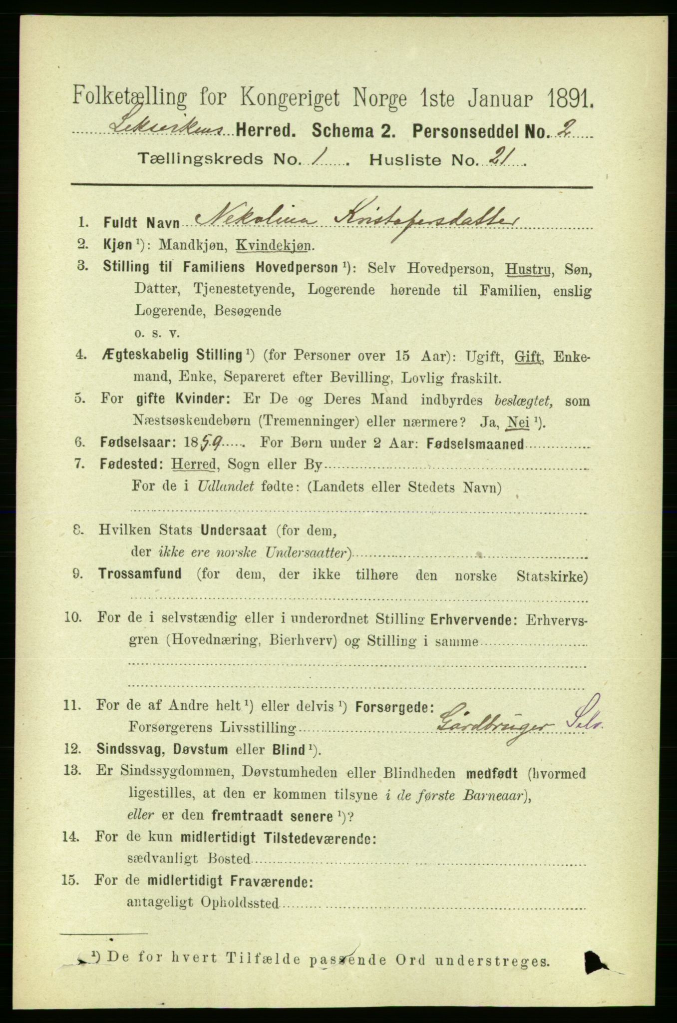 RA, 1891 census for 1718 Leksvik, 1891, p. 238