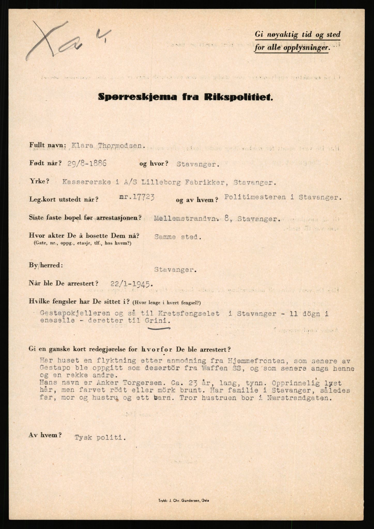 Rikspolitisjefen, AV/RA-S-1560/L/L0017: Tidemann, Hermann G. - Veum, Tjostolv, 1940-1945, p. 269