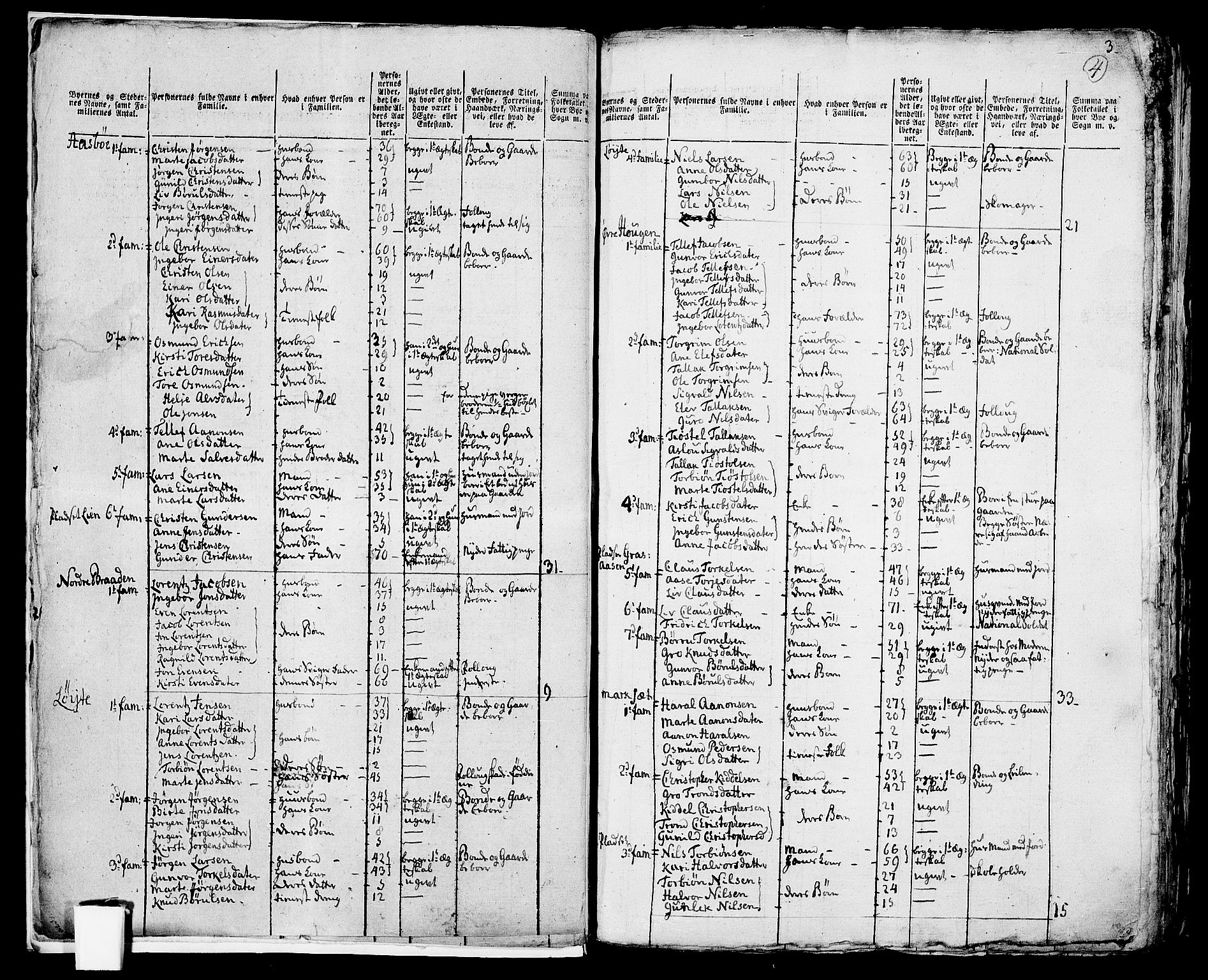 RA, 1801 census for 0911P Gjerstad, 1801, p. 3b-4a