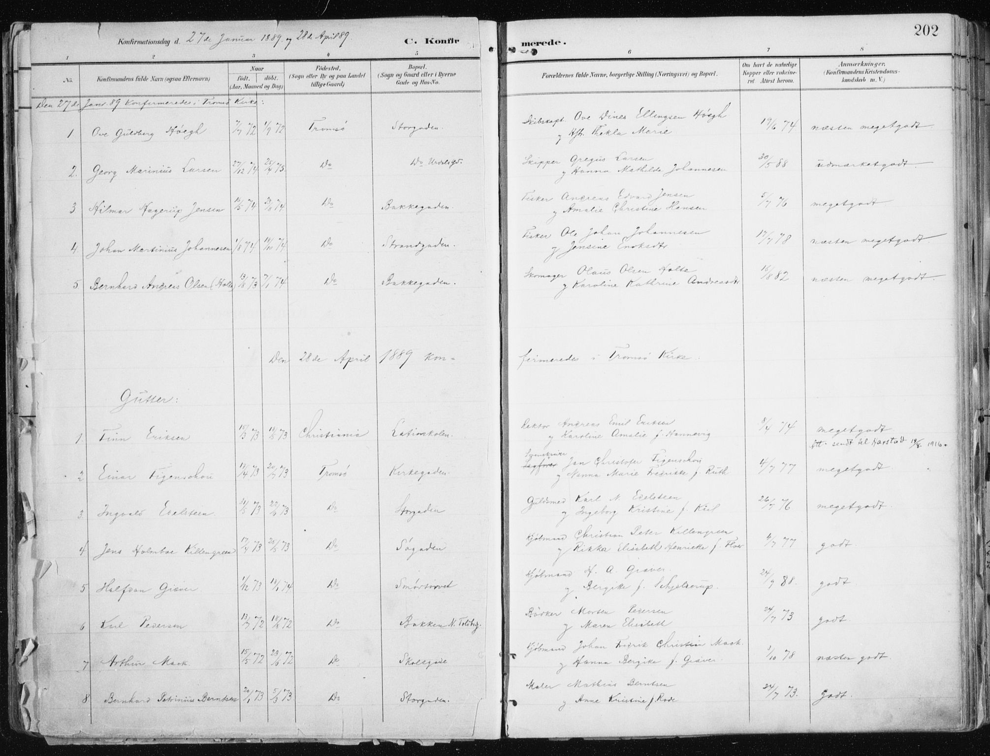 Tromsø sokneprestkontor/stiftsprosti/domprosti, SATØ/S-1343/G/Ga/L0015kirke: Parish register (official) no. 15, 1889-1899, p. 202