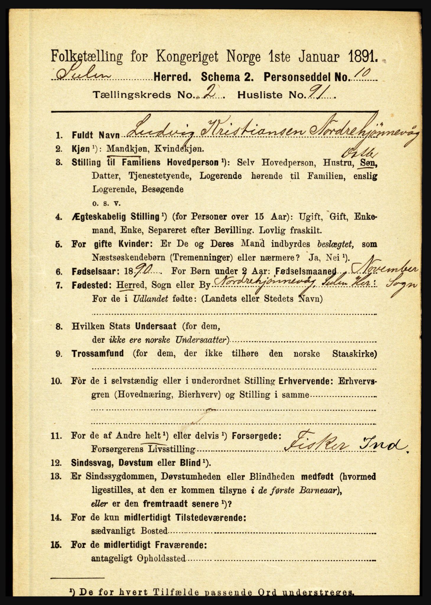 RA, 1891 census for 1412 Solund, 1891, p. 1080