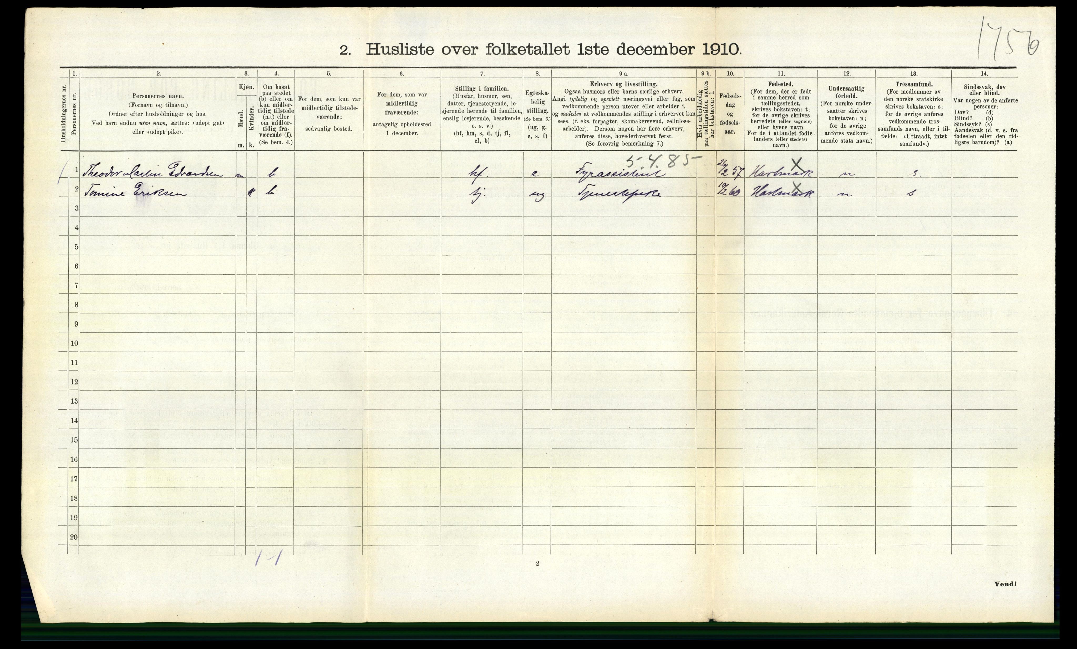 RA, 1910 census for Halse og Harkmark, 1910, p. 1253