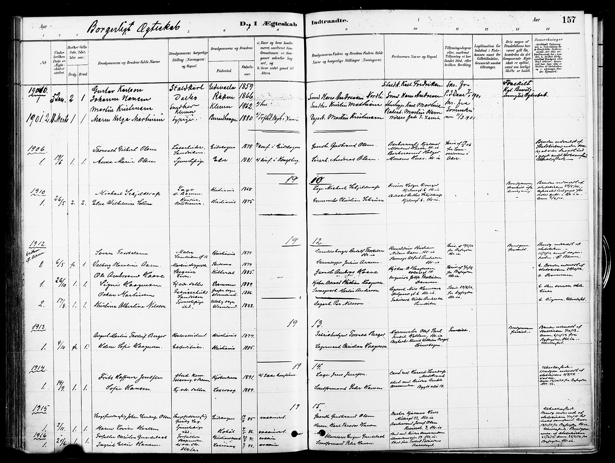 Asker prestekontor Kirkebøker, SAO/A-10256a/F/Fb/L0002: Parish register (official) no. II 2, 1879-1921, p. 157