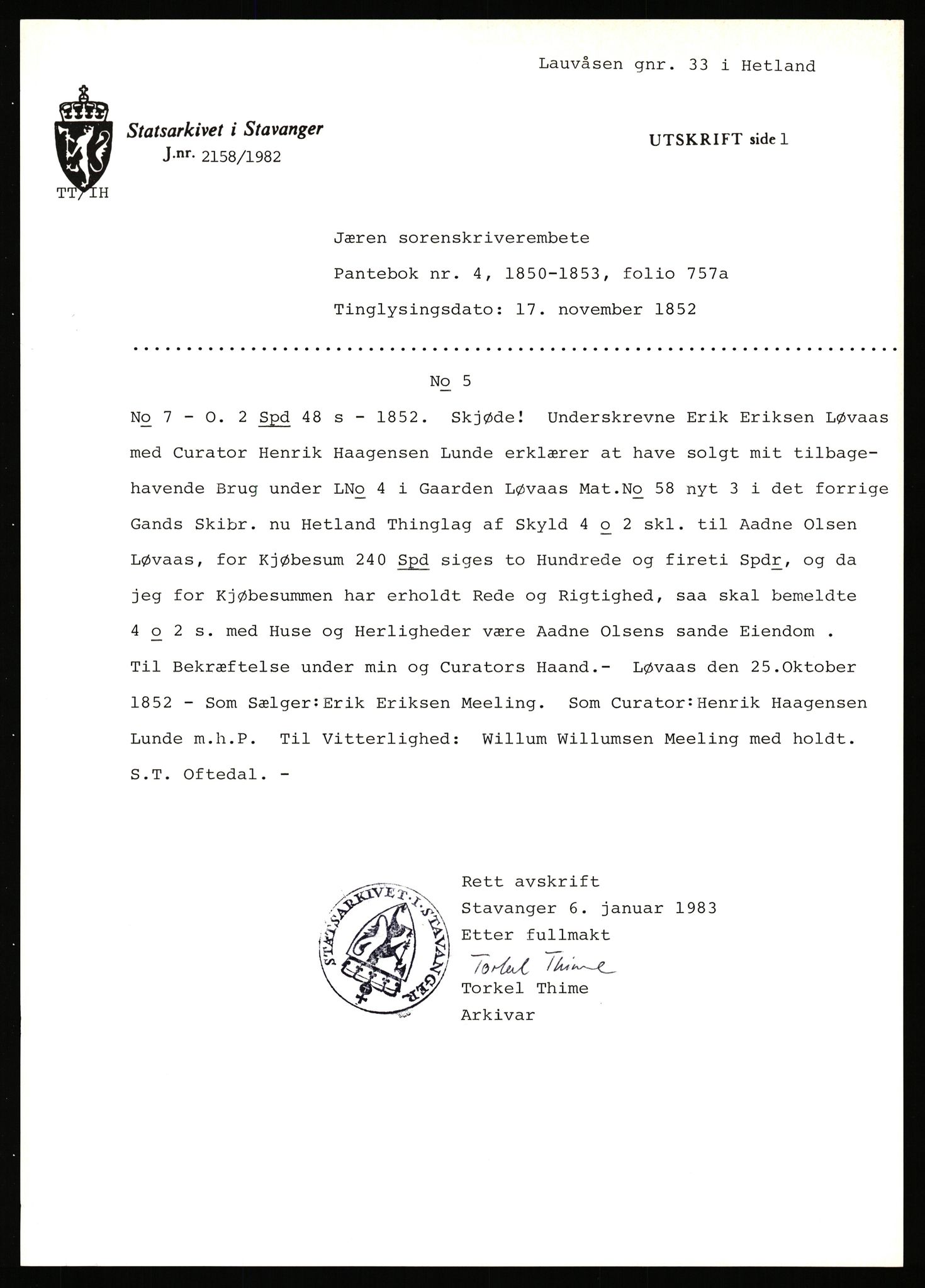 Statsarkivet i Stavanger, AV/SAST-A-101971/03/Y/Yj/L0052: Avskrifter sortert etter gårdsnavn: Landråk  - Leidland, 1750-1930, p. 448