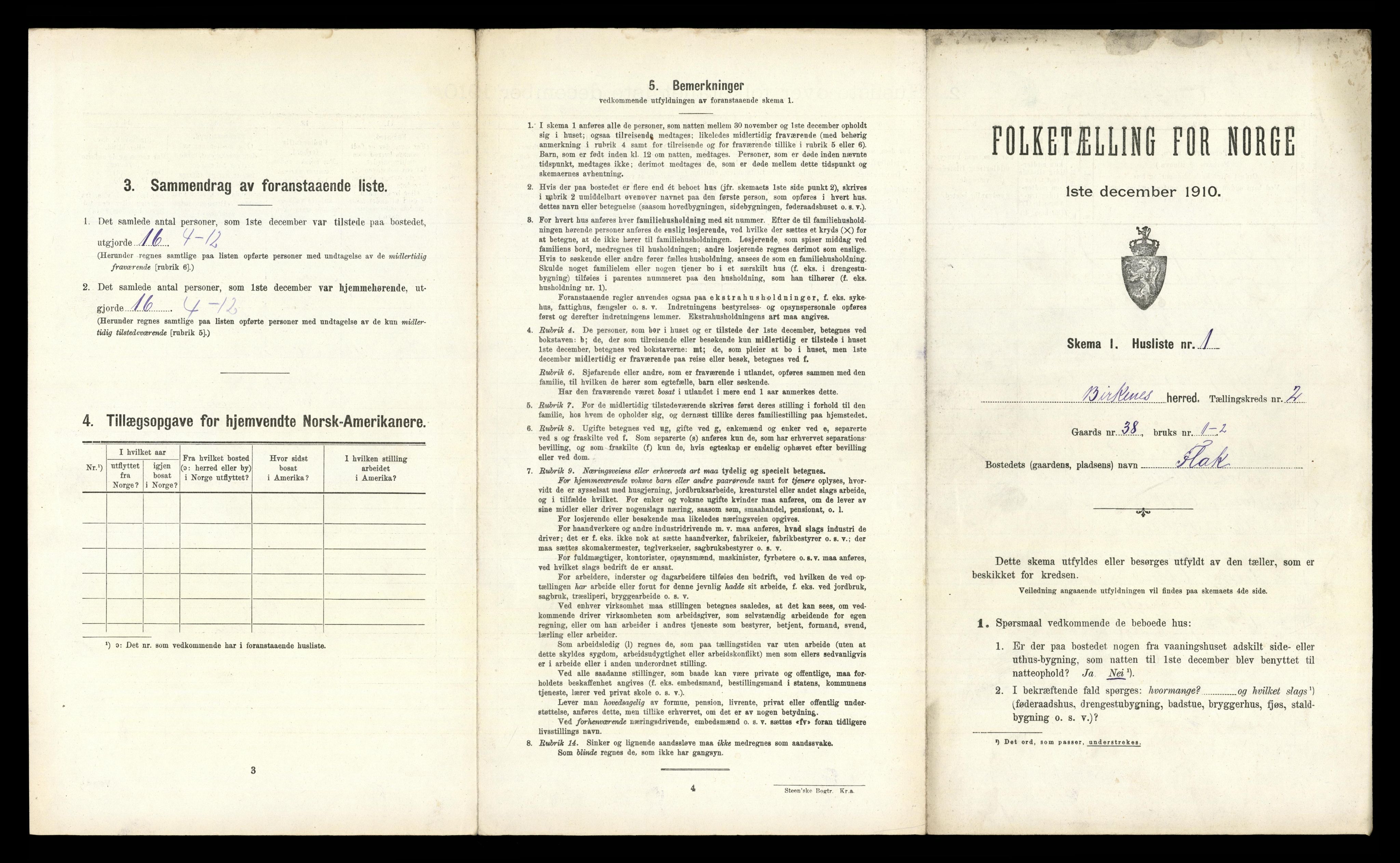 RA, 1910 census for Birkenes, 1910, p. 168