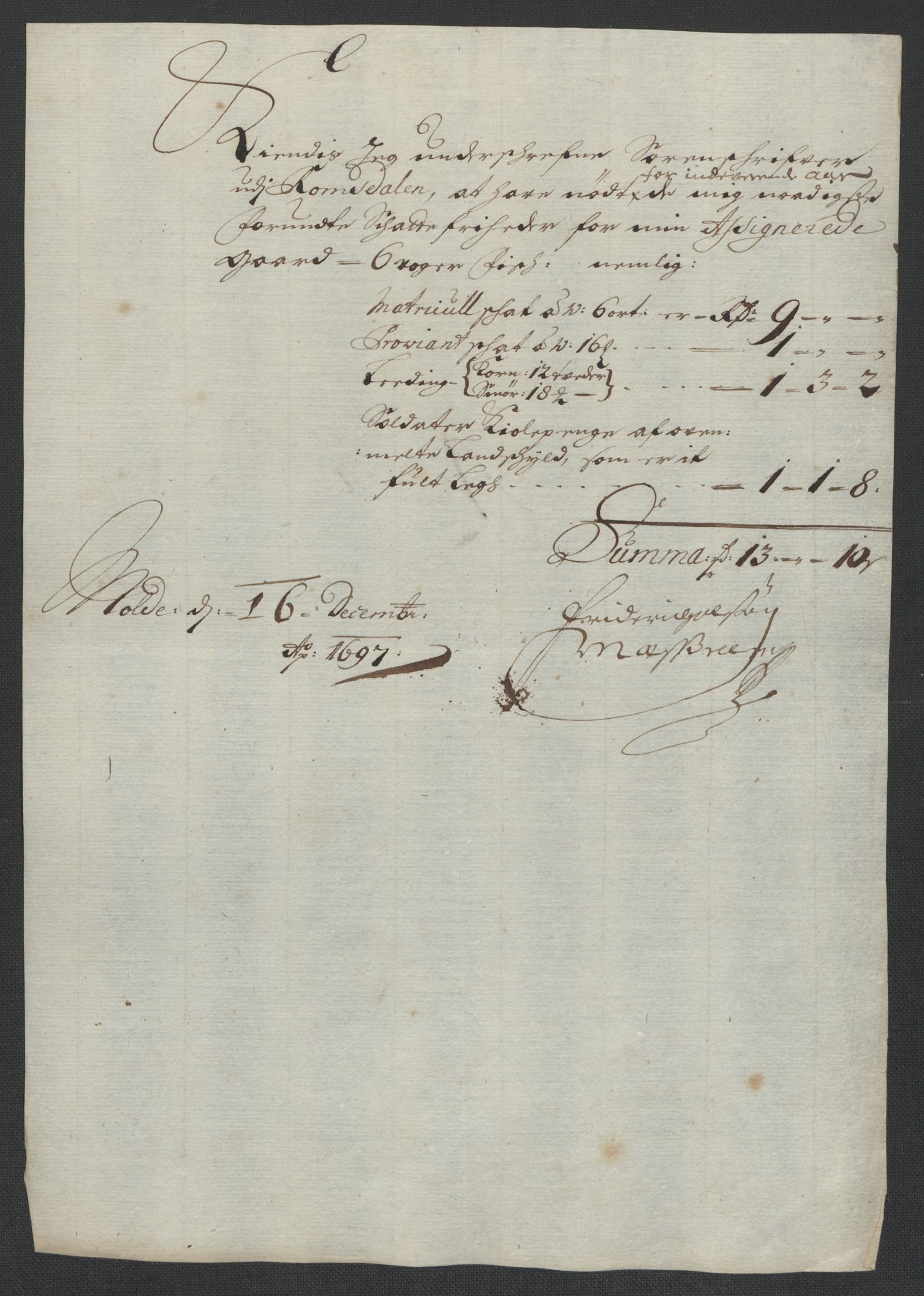 Rentekammeret inntil 1814, Reviderte regnskaper, Fogderegnskap, AV/RA-EA-4092/R55/L3653: Fogderegnskap Romsdal, 1697-1698, p. 198