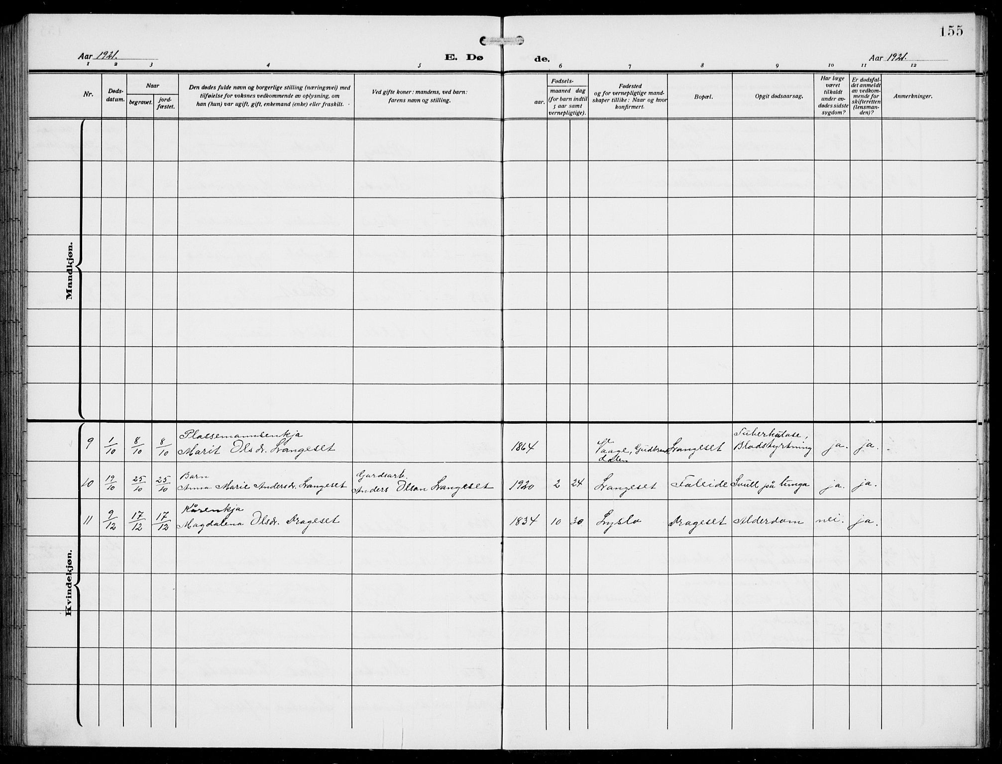 Innvik sokneprestembete, AV/SAB-A-80501: Parish register (copy) no. A 4, 1913-1936, p. 155