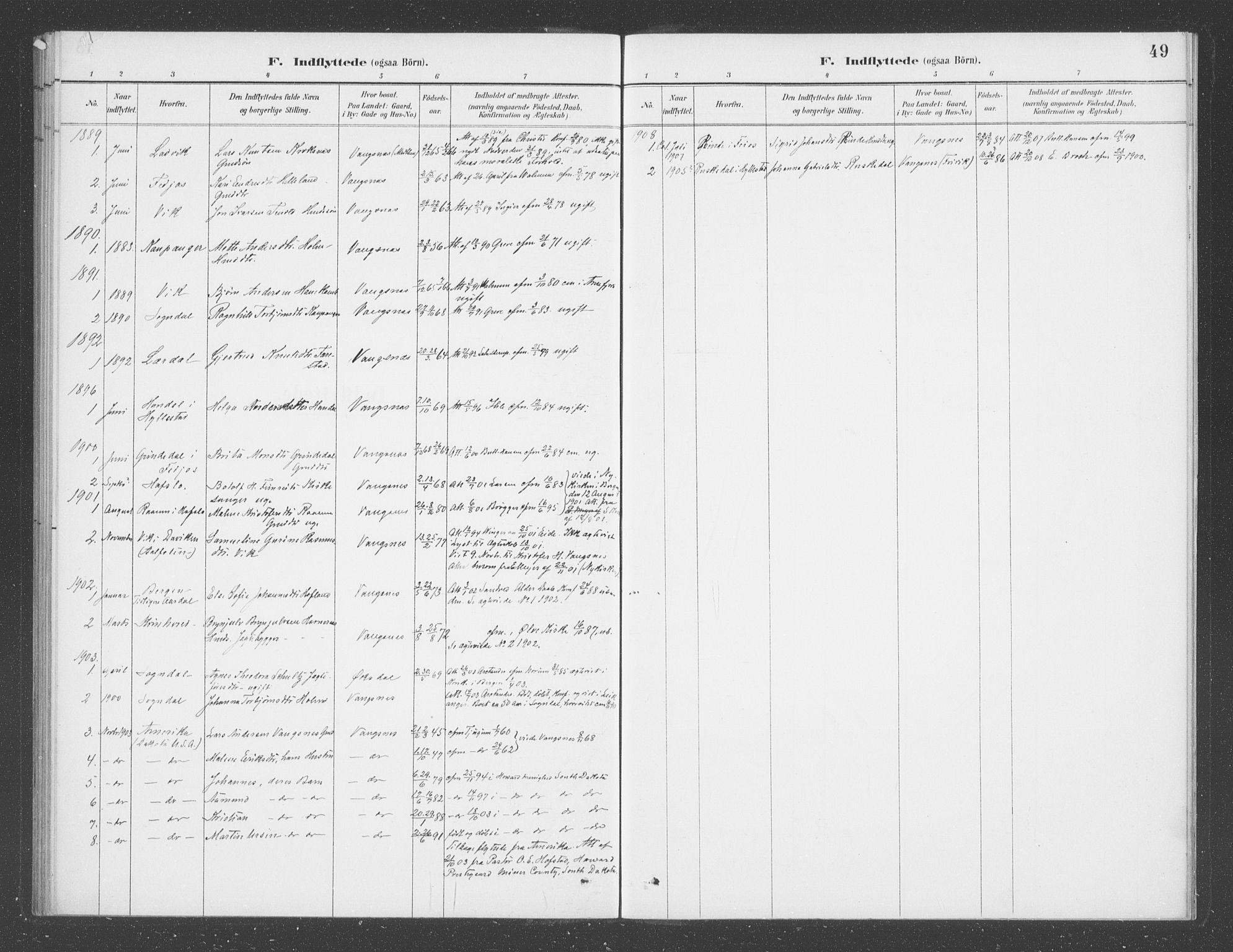 Balestrand sokneprestembete, AV/SAB-A-79601/H/Haa/Haae/L0001: Parish register (official) no. E  1, 1889-1909, p. 49