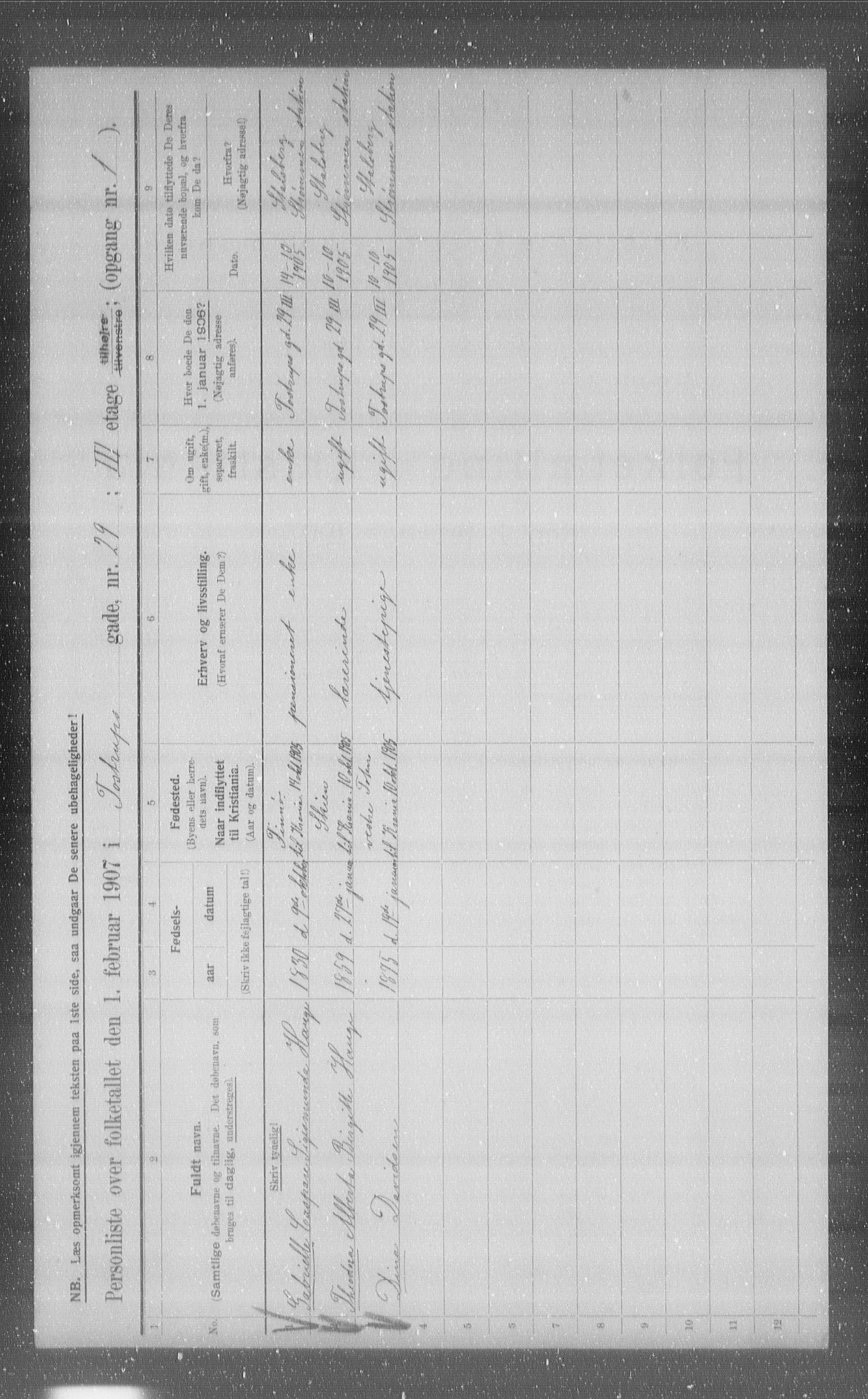 OBA, Municipal Census 1907 for Kristiania, 1907, p. 58676