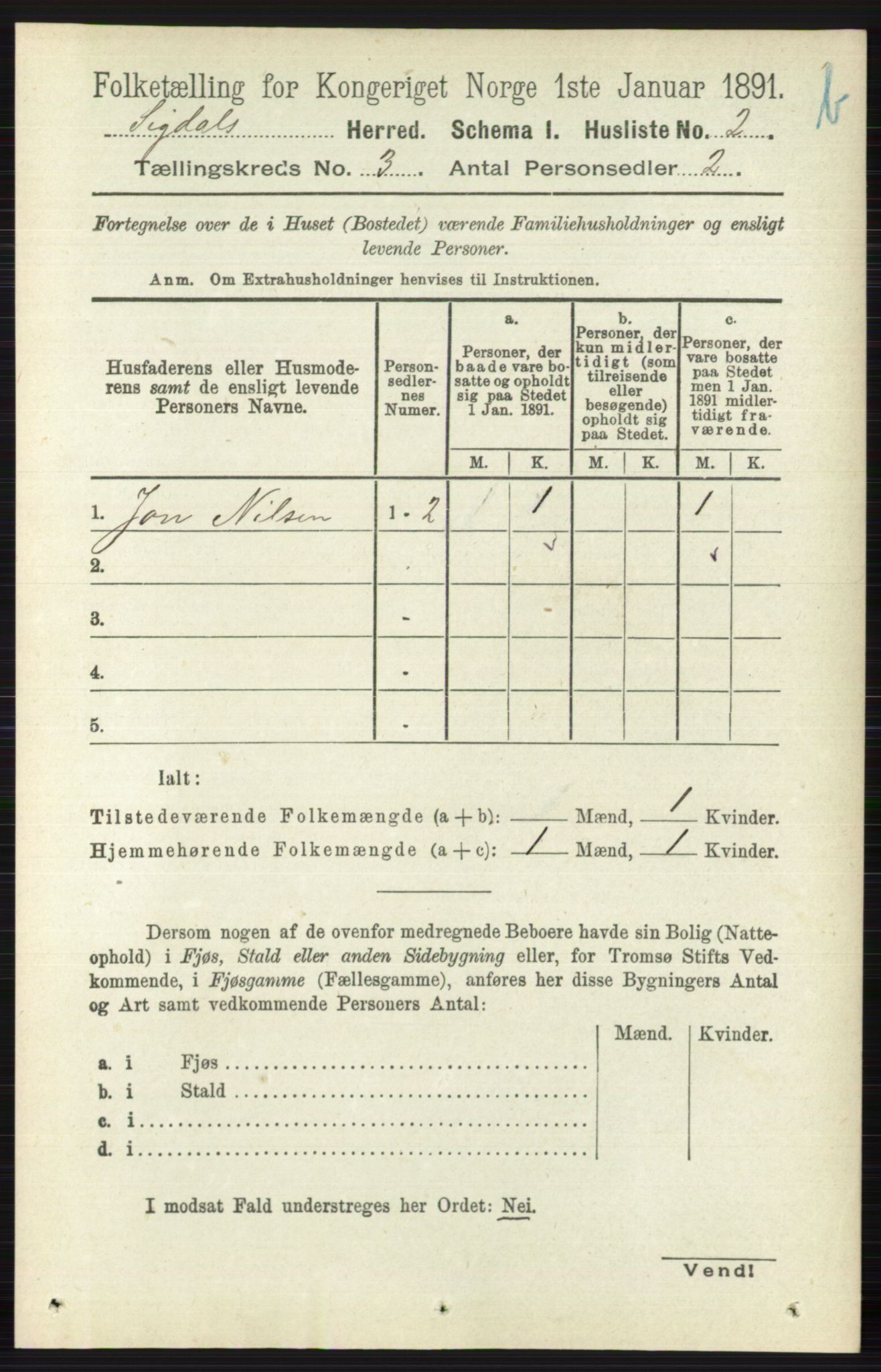 RA, 1891 census for 0621 Sigdal, 1891, p. 4248