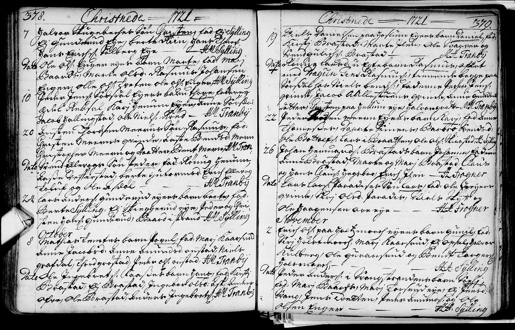 Lier kirkebøker, SAKO/A-230/F/Fa/L0002: Parish register (official) no. I 2, 1701-1726, p. 378-379