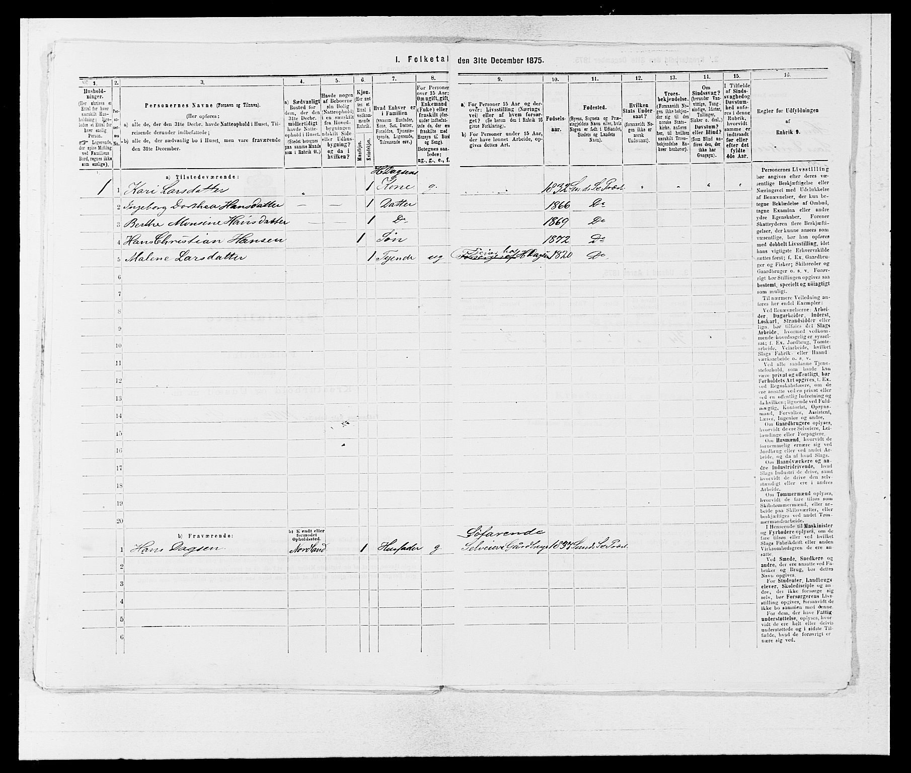 SAB, 1875 census for 1245P Sund, 1875, p. 586