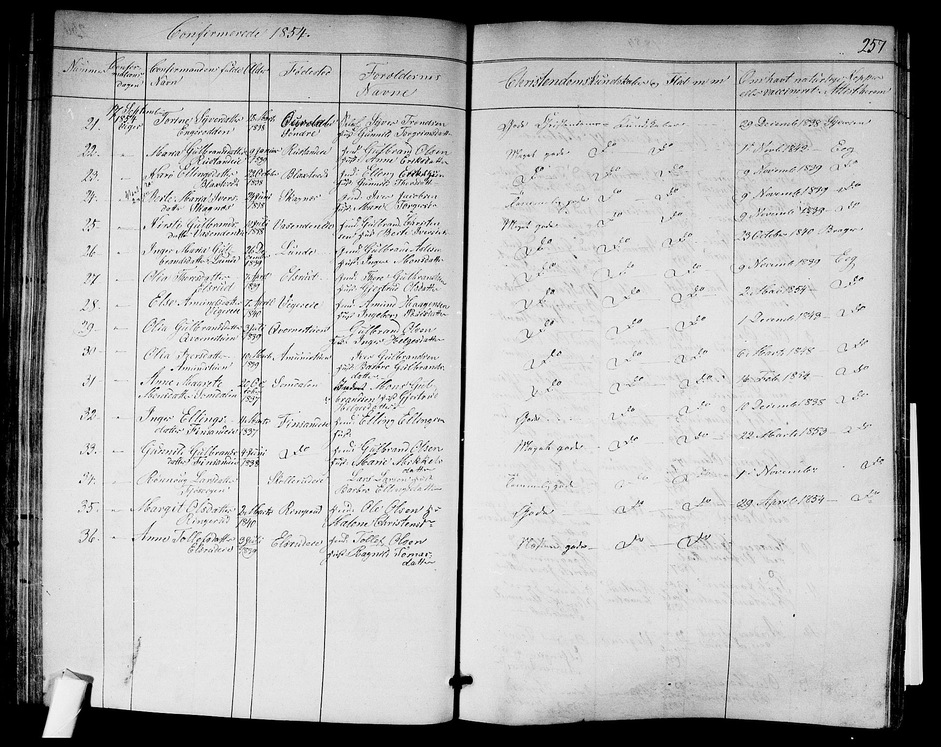 Norderhov kirkebøker, SAKO/A-237/F/Fa/L0011: Parish register (official) no. 11, 1847-1856, p. 257
