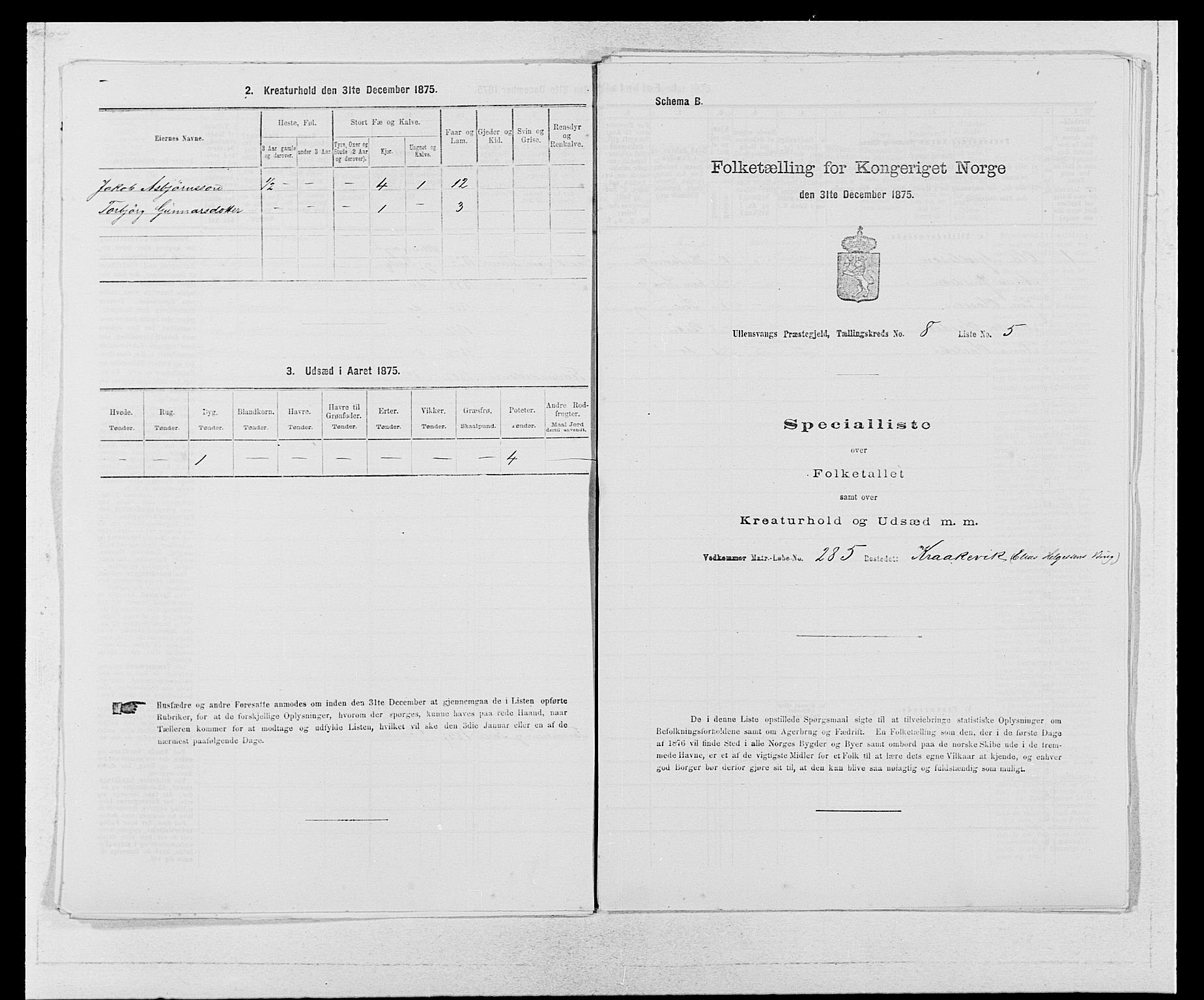 SAB, 1875 census for 1230P Ullensvang, 1875, p. 750