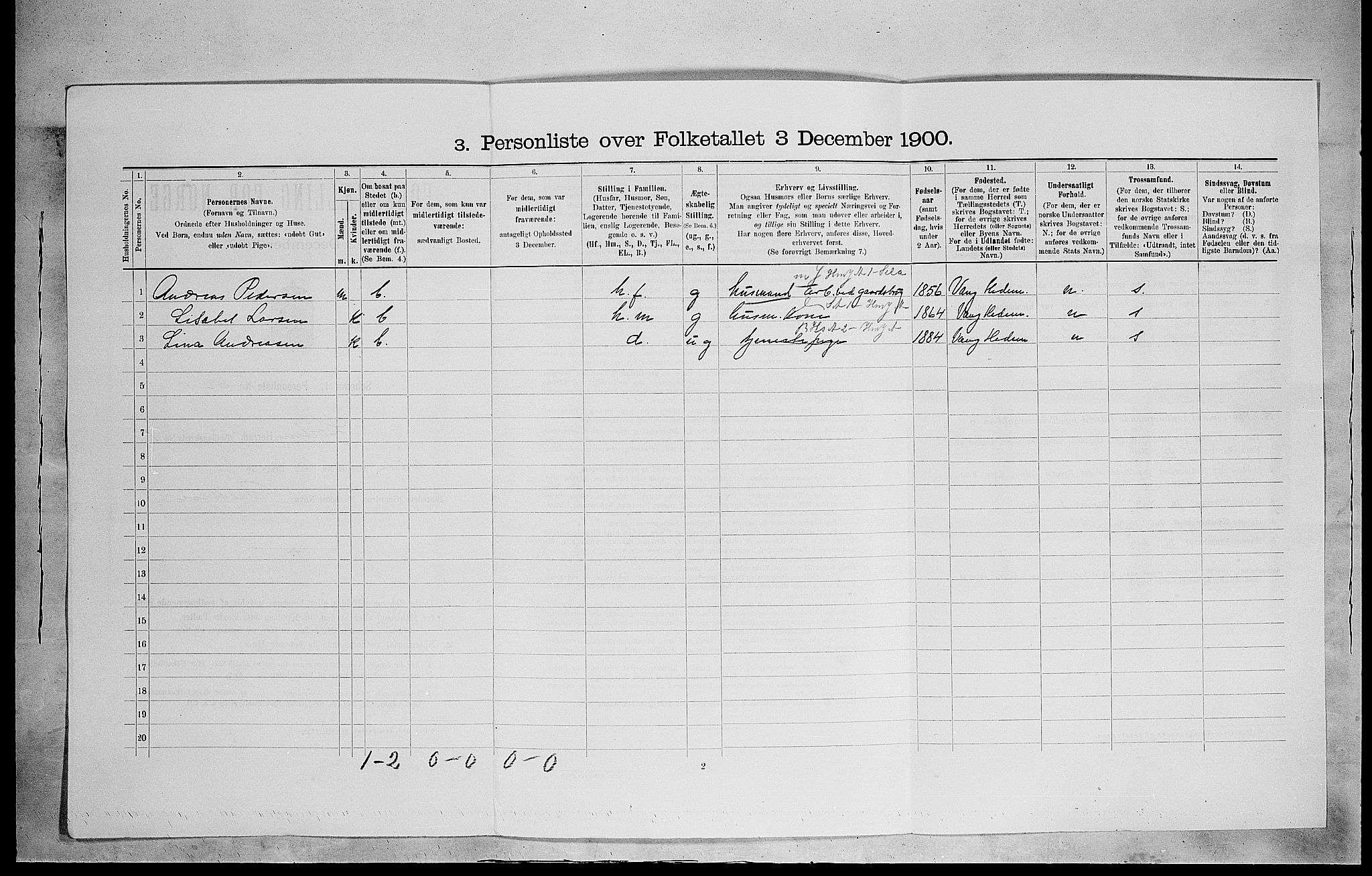 SAH, 1900 census for Løten, 1900, p. 273