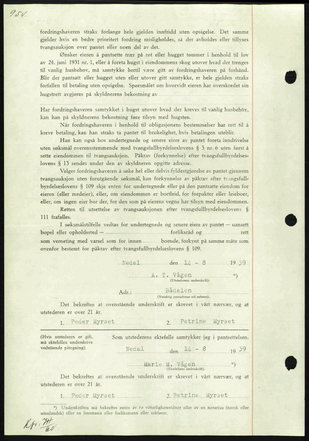 Nordmøre sorenskriveri, AV/SAT-A-4132/1/2/2Ca: Mortgage book no. B85, 1939-1939, Diary no: : 2409/1939