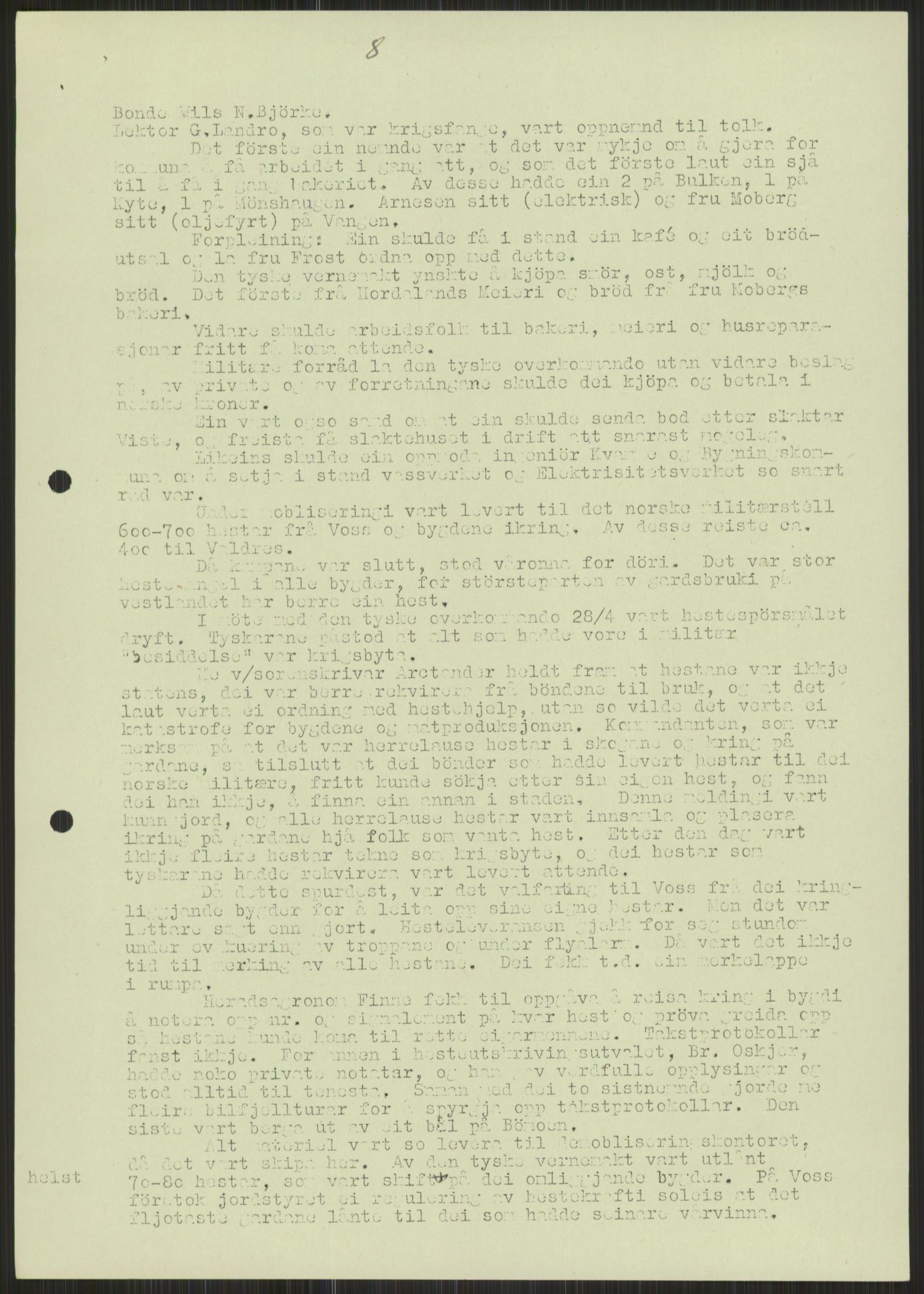 Forsvaret, Forsvarets krigshistoriske avdeling, AV/RA-RAFA-2017/Y/Ya/L0015: II-C-11-31 - Fylkesmenn.  Rapporter om krigsbegivenhetene 1940., 1940, p. 465