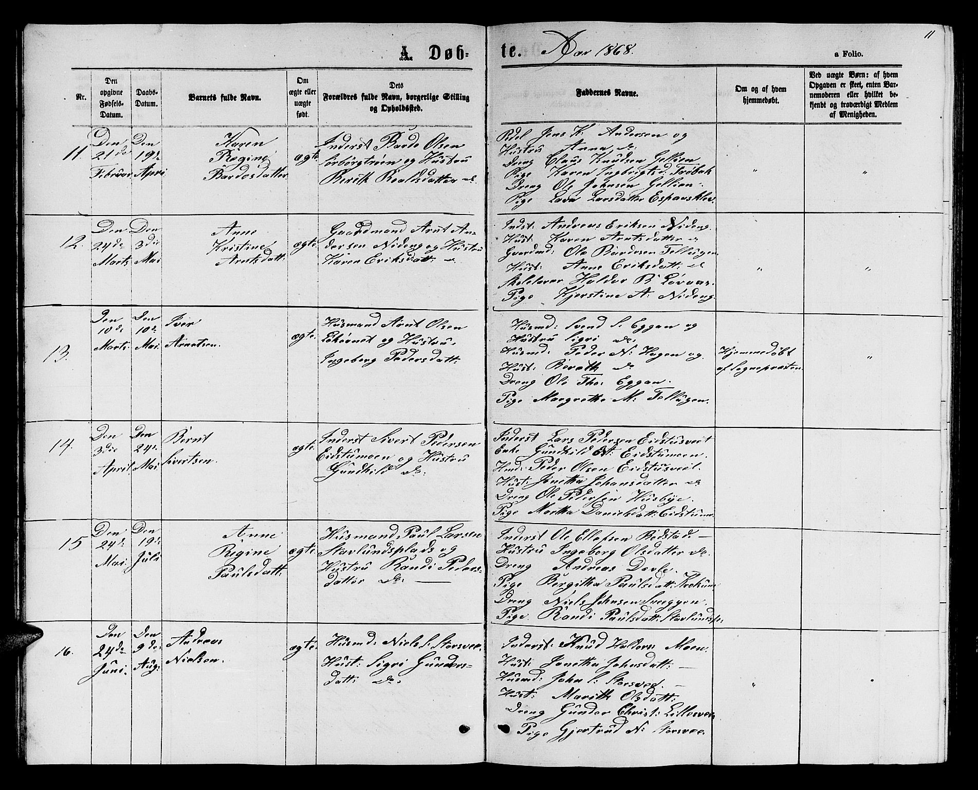 Ministerialprotokoller, klokkerbøker og fødselsregistre - Sør-Trøndelag, AV/SAT-A-1456/618/L0451: Parish register (copy) no. 618C02, 1865-1883, p. 11