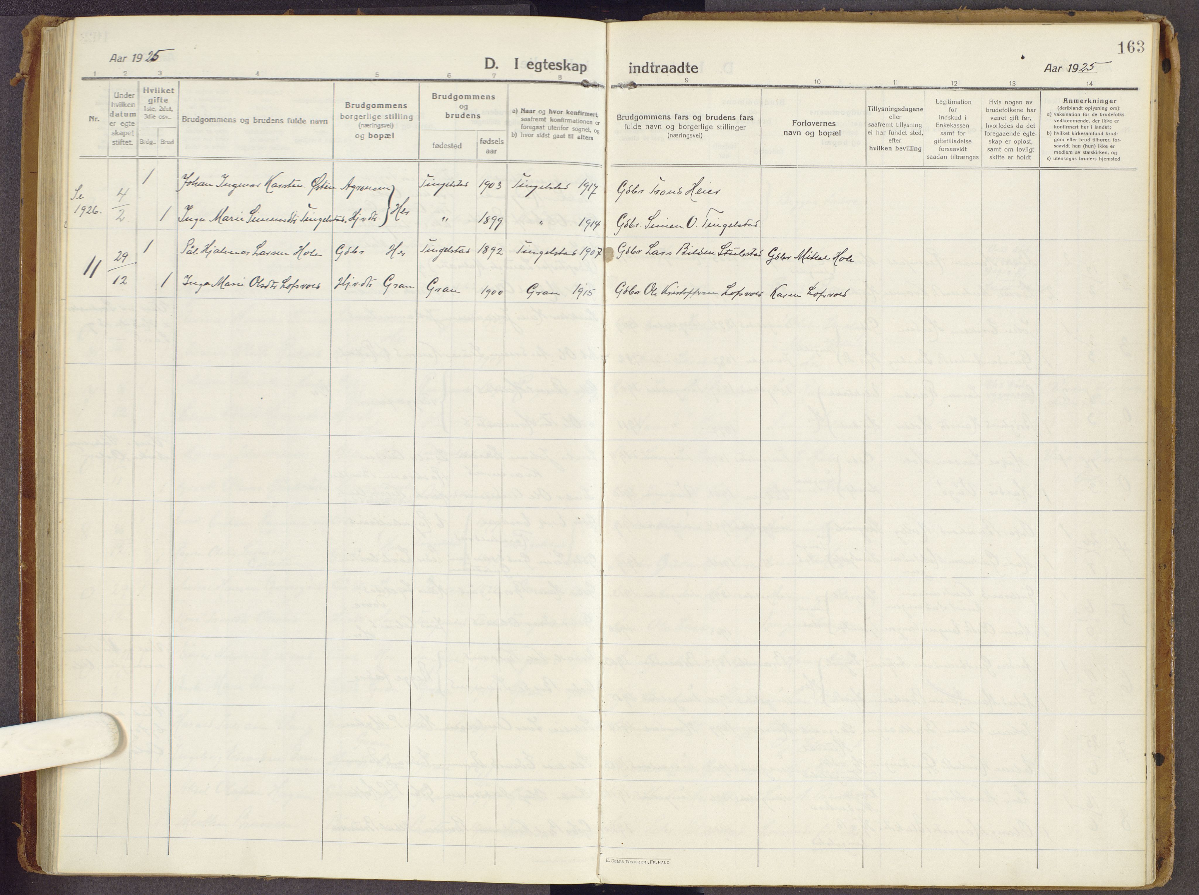 Brandbu prestekontor, SAH/PREST-114/H/Ha/Haa/L0003: Parish register (official) no. 3, 1914-1928, p. 163