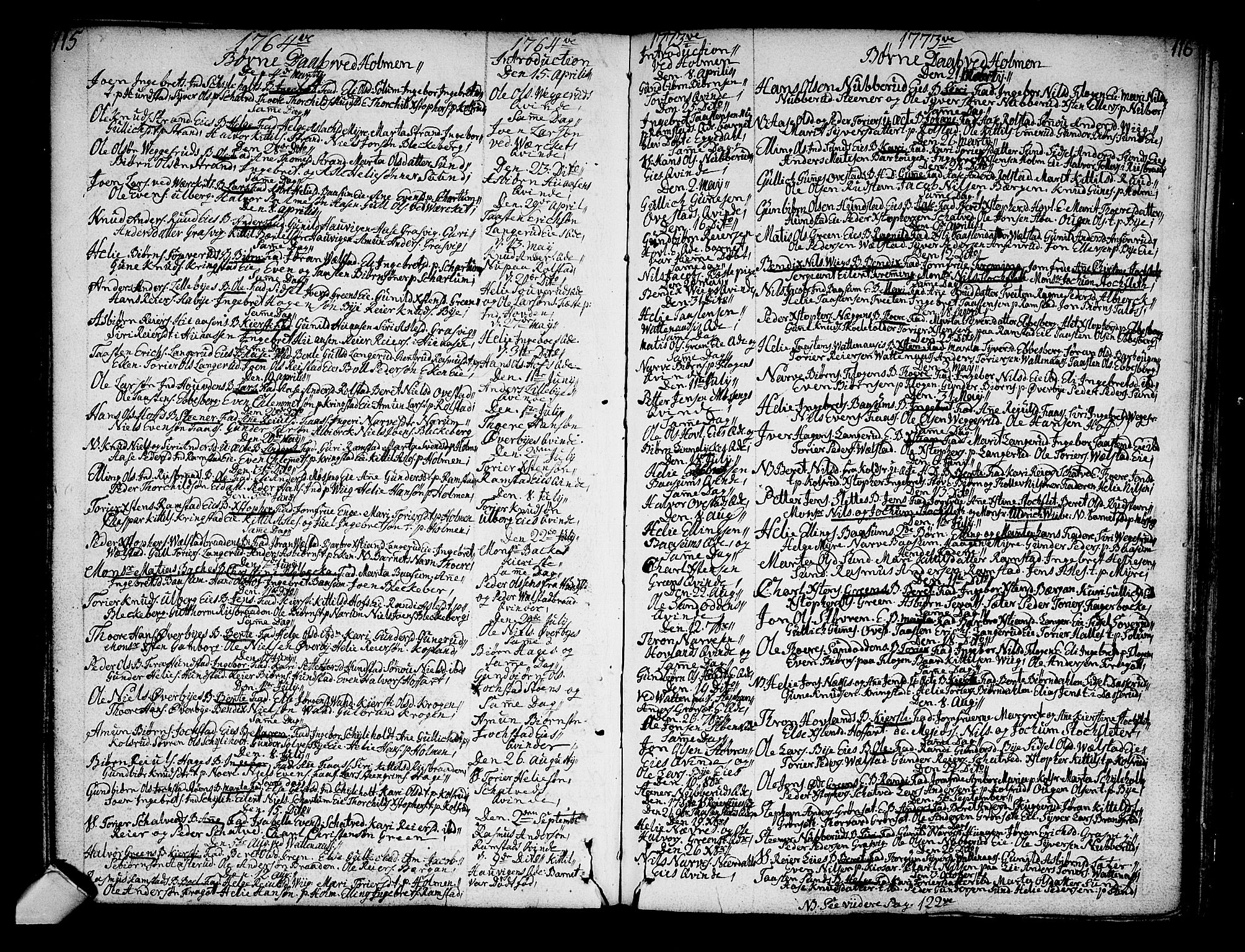 Sigdal kirkebøker, SAKO/A-245/F/Fa/L0001: Parish register (official) no. I 1, 1722-1777, p. 115-116