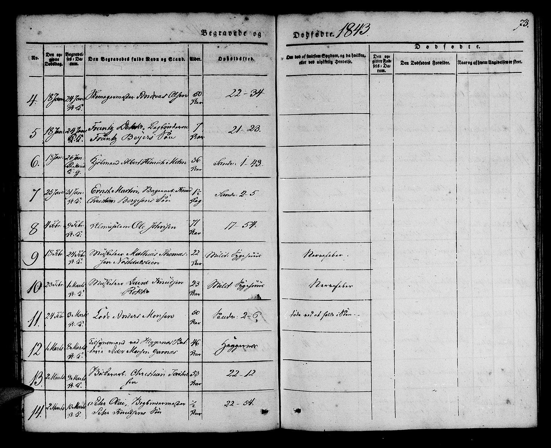 Korskirken sokneprestembete, SAB/A-76101/H/Haa/L0043: Parish register (official) no. E 1, 1834-1848, p. 73