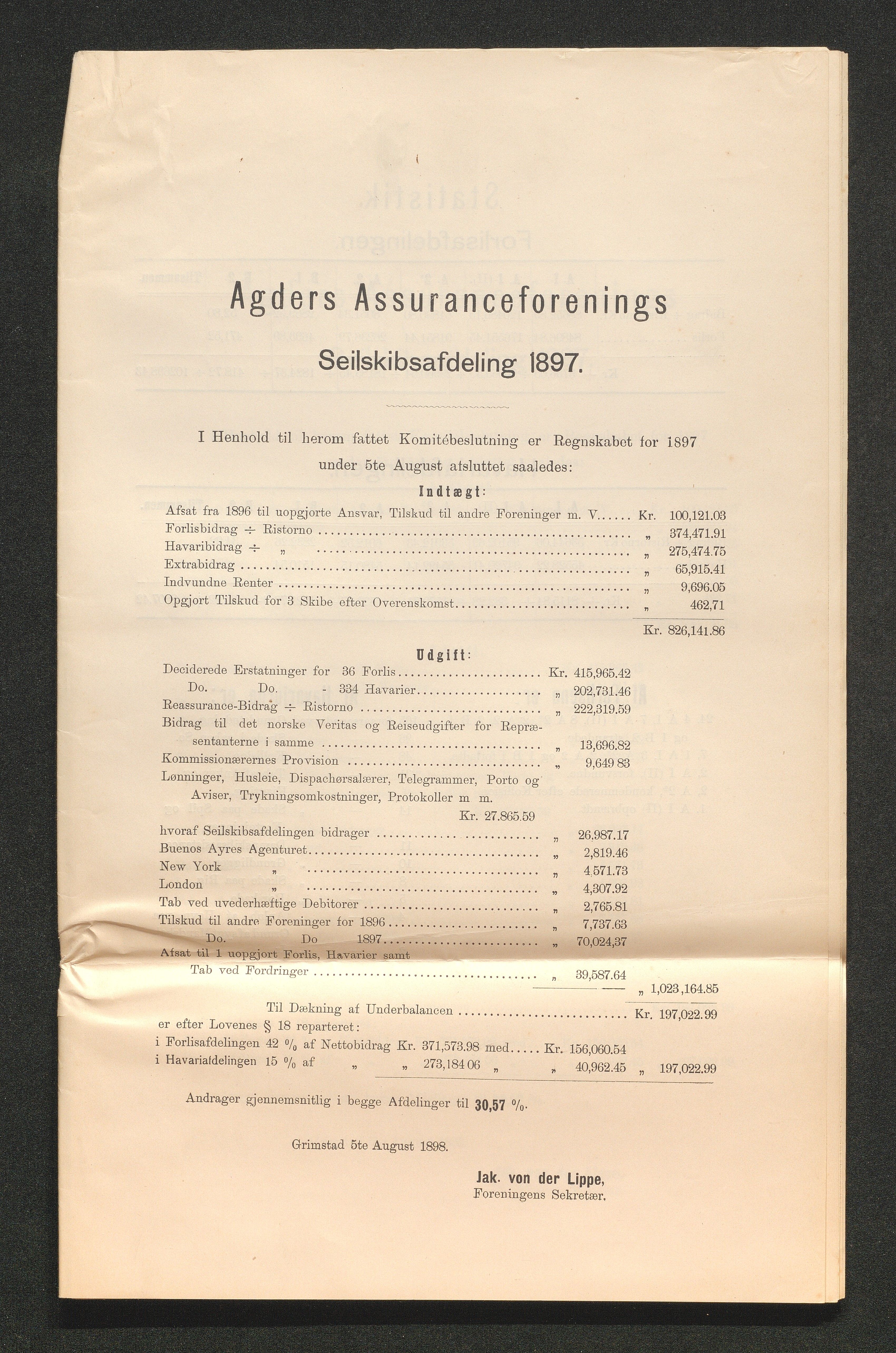 Agders Gjensidige Assuranceforening, AAKS/PA-1718/05/L0003: Regnskap, seilavdeling, pakkesak, 1890-1912