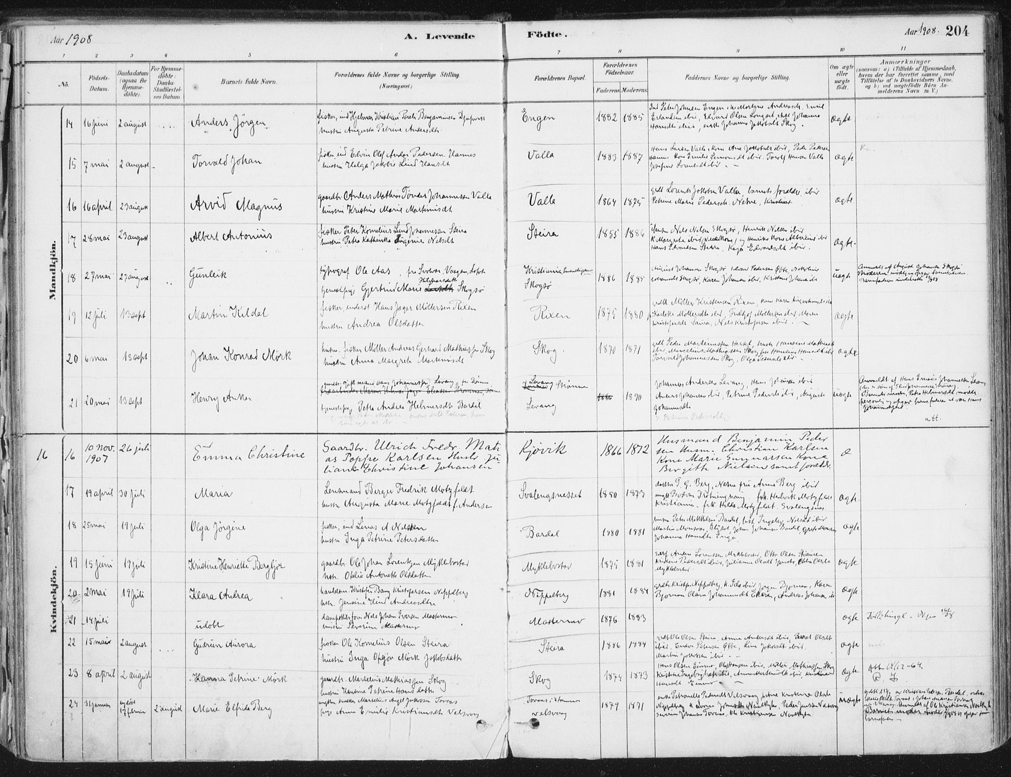 Ministerialprotokoller, klokkerbøker og fødselsregistre - Nordland, AV/SAT-A-1459/838/L0552: Parish register (official) no. 838A10, 1880-1910, p. 204