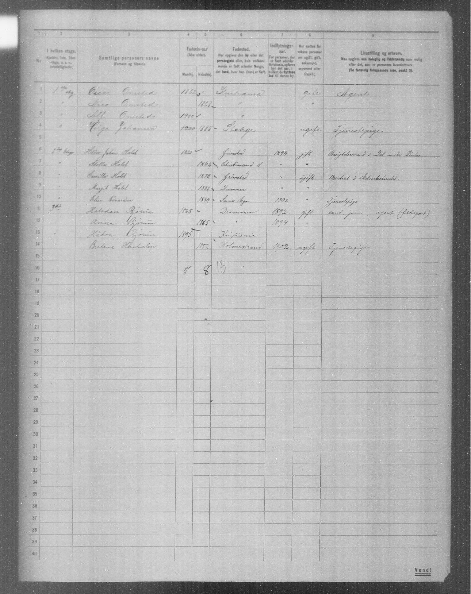 OBA, Municipal Census 1904 for Kristiania, 1904, p. 9161