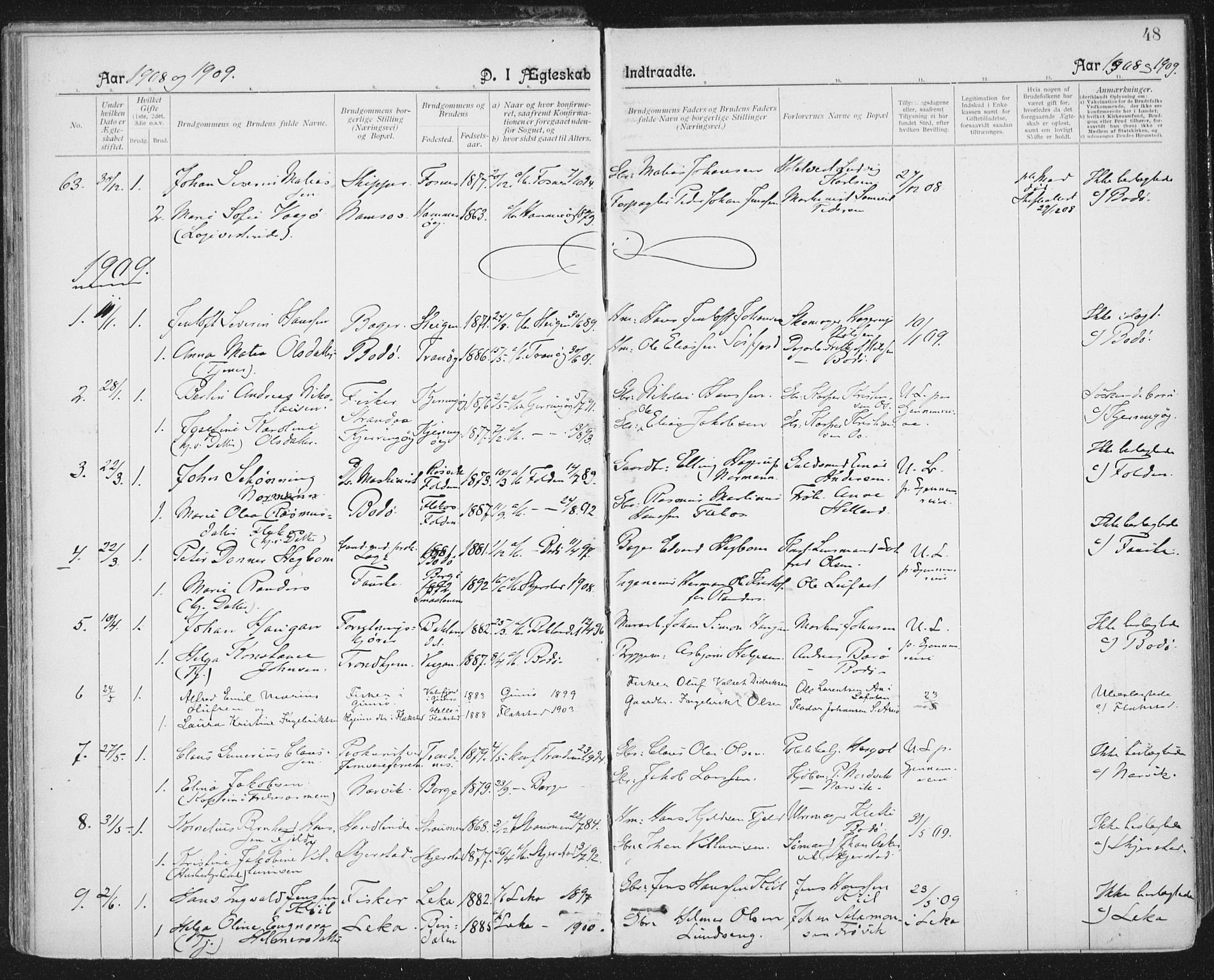 Ministerialprotokoller, klokkerbøker og fødselsregistre - Nordland, SAT/A-1459/801/L0012: Parish register (official) no. 801A12, 1900-1916, p. 48