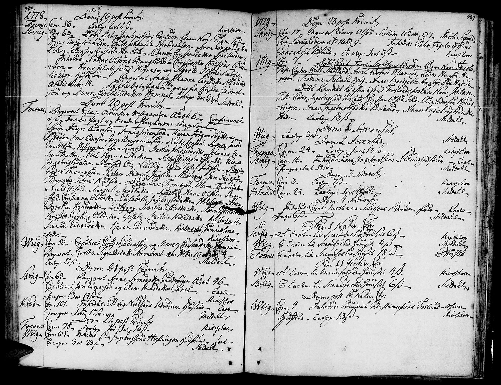Ministerialprotokoller, klokkerbøker og fødselsregistre - Nord-Trøndelag, SAT/A-1458/773/L0607: Parish register (official) no. 773A01, 1751-1783, p. 488-489