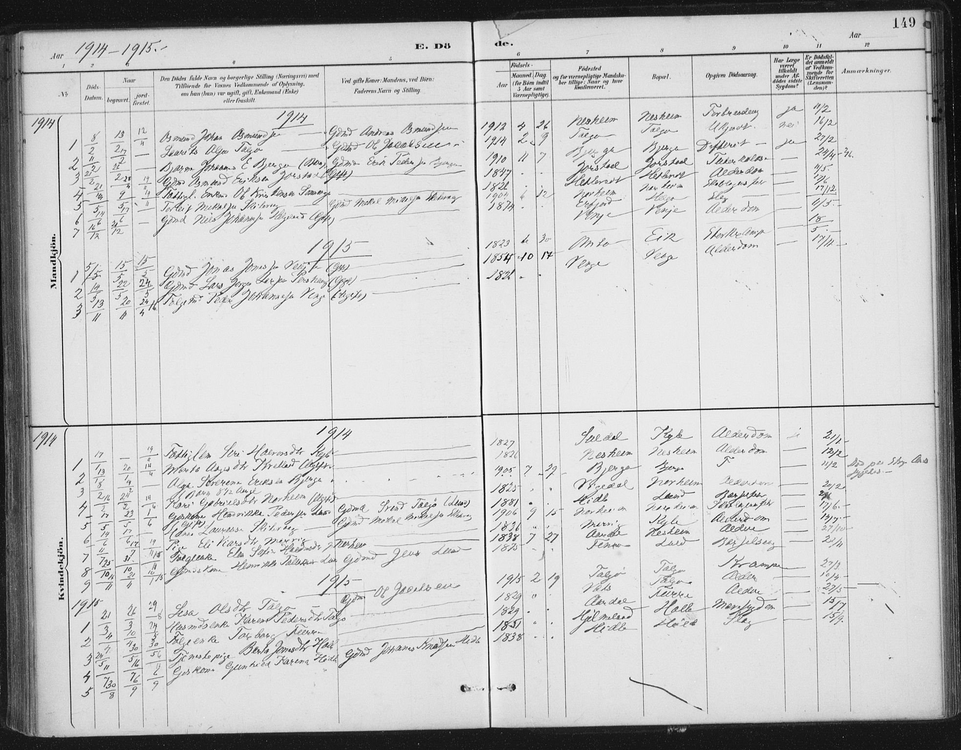 Nedstrand sokneprestkontor, AV/SAST-A-101841/01/IV: Parish register (official) no. A 13, 1887-1915, p. 149