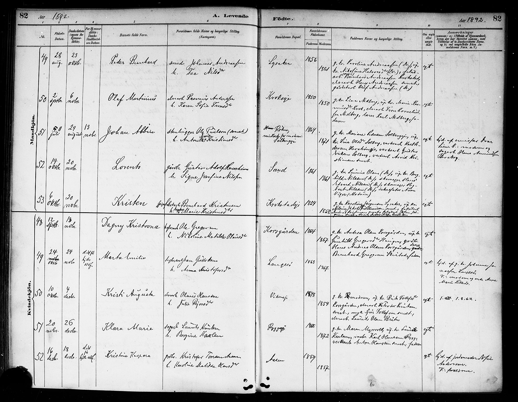 Nedre Eiker kirkebøker, AV/SAKO-A-612/F/Fa/L0003: Parish register (official) no. 3, 1885-1892, p. 82