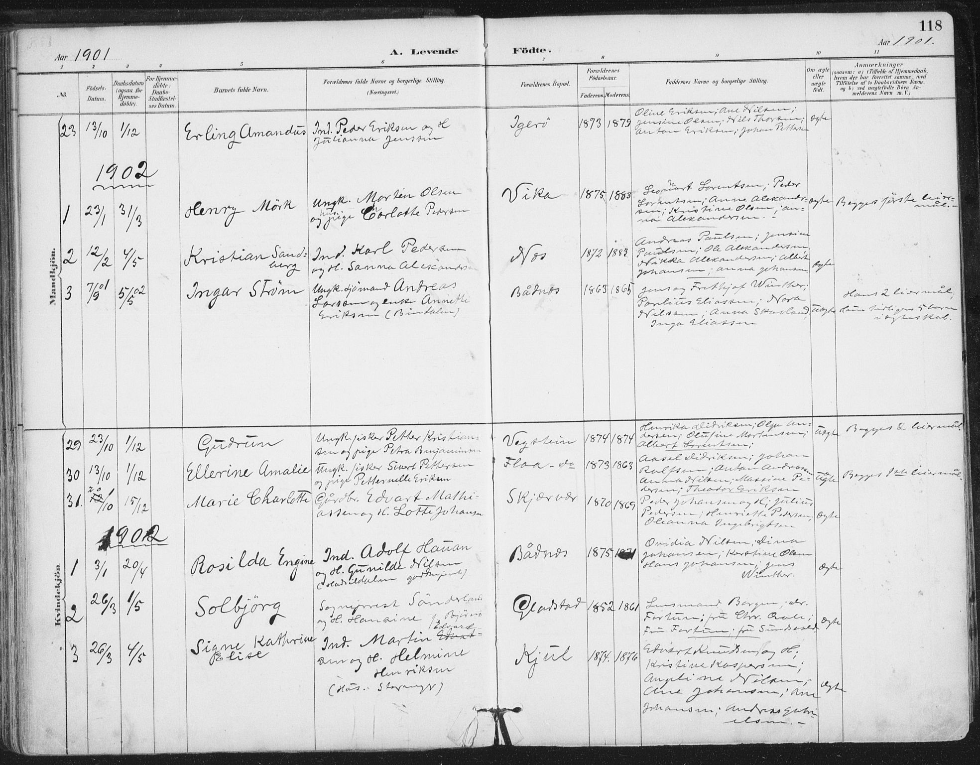 Ministerialprotokoller, klokkerbøker og fødselsregistre - Nordland, AV/SAT-A-1459/816/L0244: Parish register (official) no. 816A10, 1886-1903, p. 118