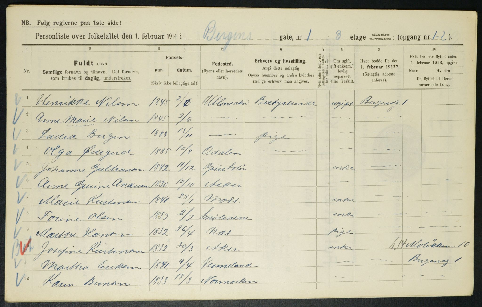 OBA, Municipal Census 1914 for Kristiania, 1914, p. 3698