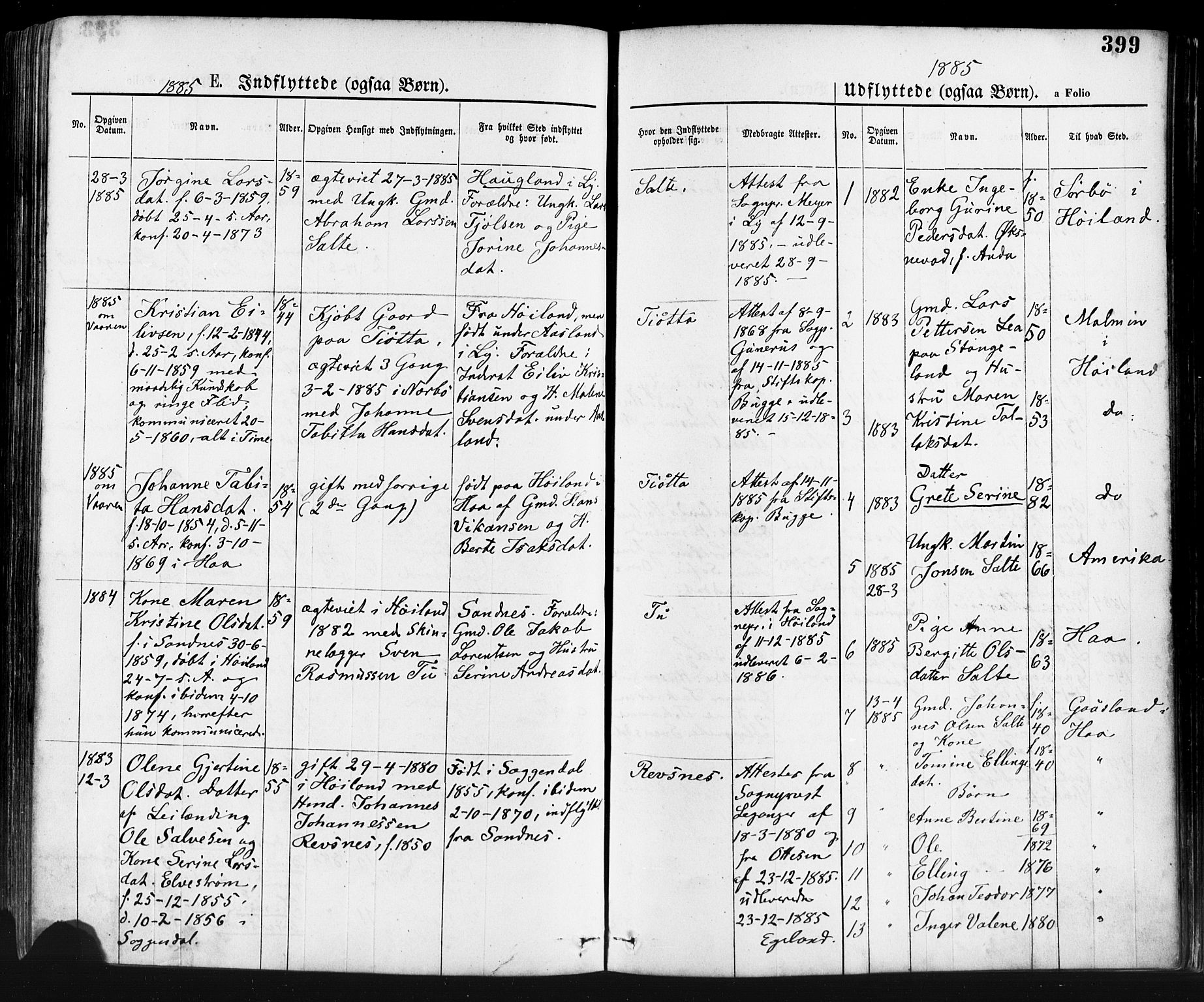 Klepp sokneprestkontor, SAST/A-101803/001/3/30BA/L0006: Parish register (official) no. A 6, 1871-1885, p. 399