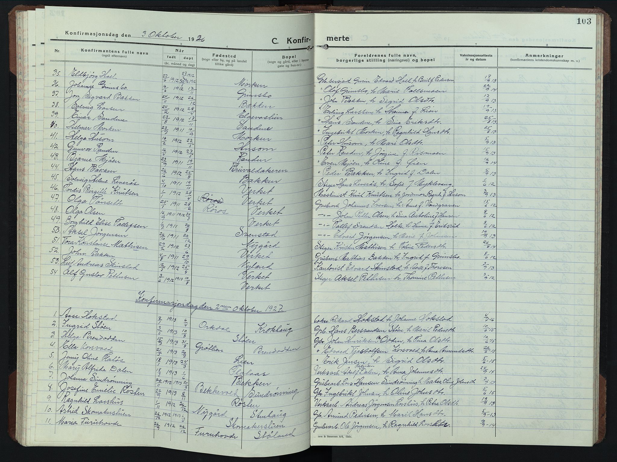 Alvdal prestekontor, SAH/PREST-060/H/Ha/Hab/L0008: Parish register (copy) no. 8, 1925-1953, p. 103