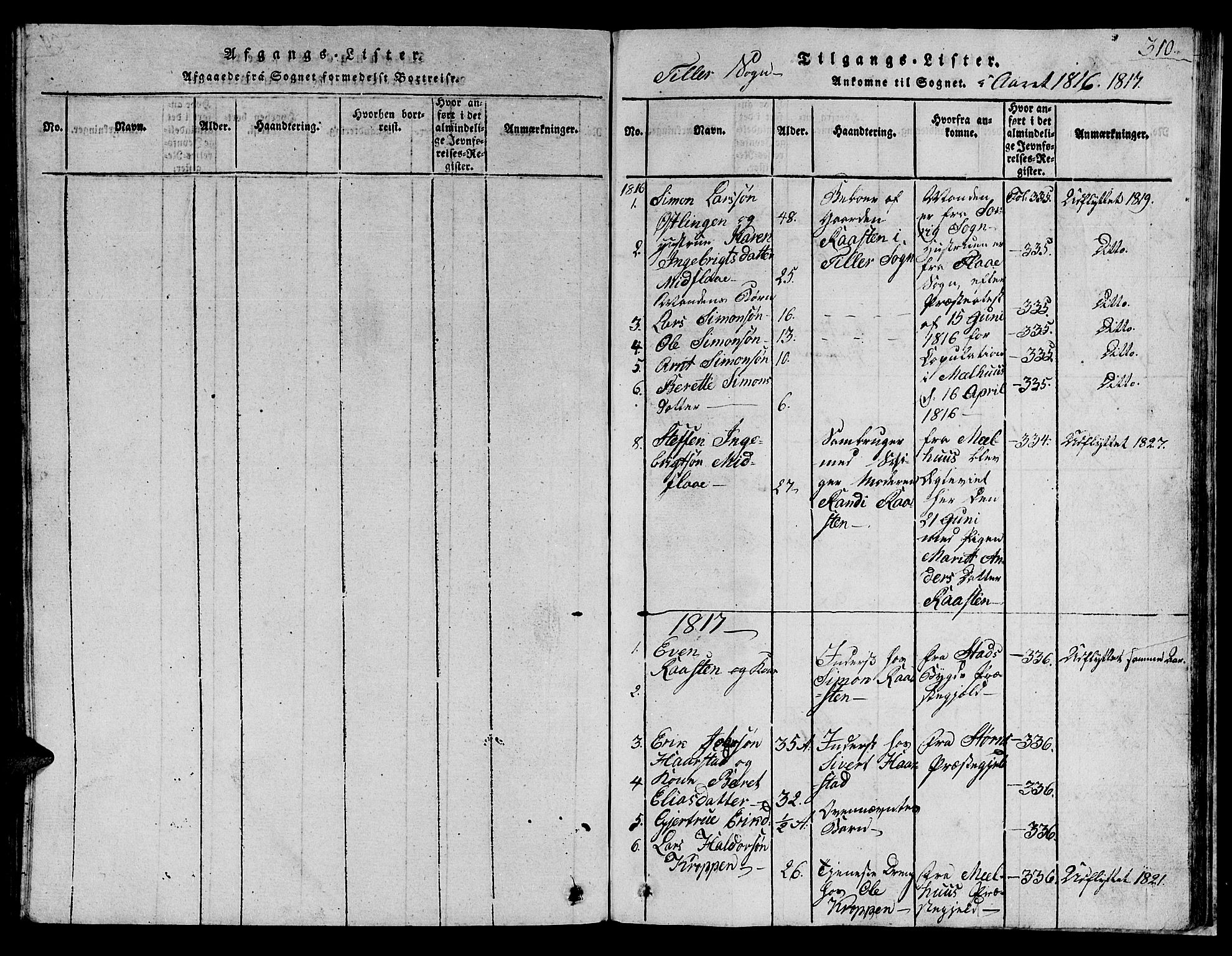 Ministerialprotokoller, klokkerbøker og fødselsregistre - Sør-Trøndelag, SAT/A-1456/621/L0458: Parish register (copy) no. 621C01, 1816-1865, p. 310