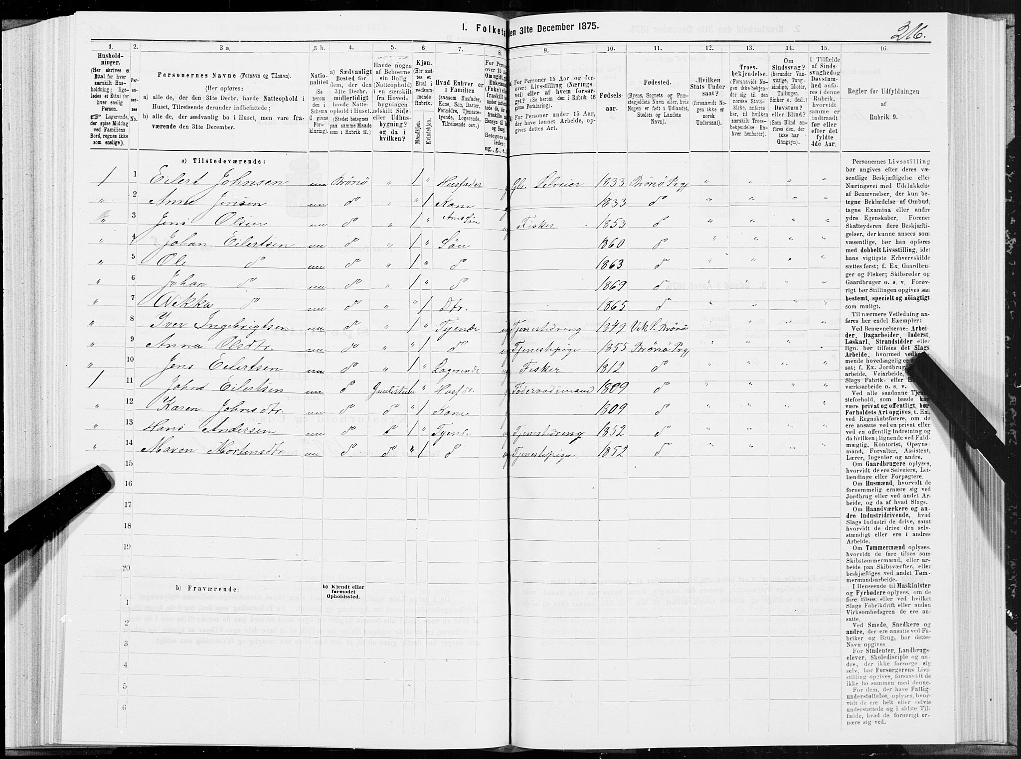 SAT, 1875 census for 1814P Brønnøy, 1875, p. 3216