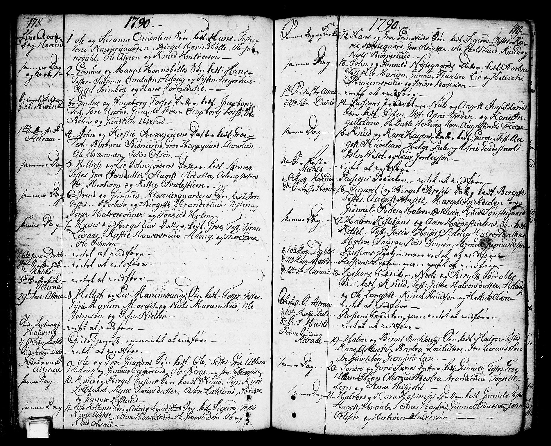 Tinn kirkebøker, AV/SAKO-A-308/F/Fa/L0002: Parish register (official) no. I 2, 1757-1810, p. 178-179