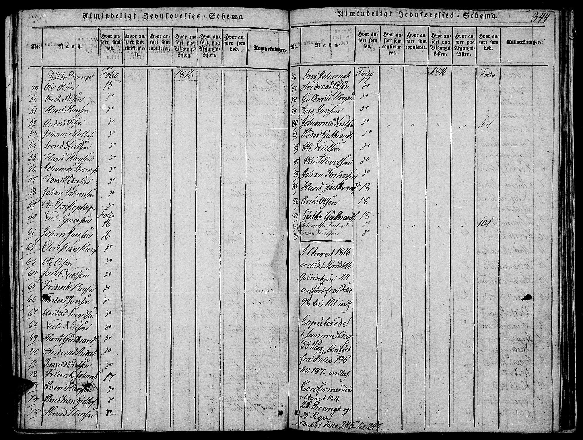 Land prestekontor, SAH/PREST-120/H/Ha/Haa/L0007: Parish register (official) no. 7, 1814-1830, p. 344