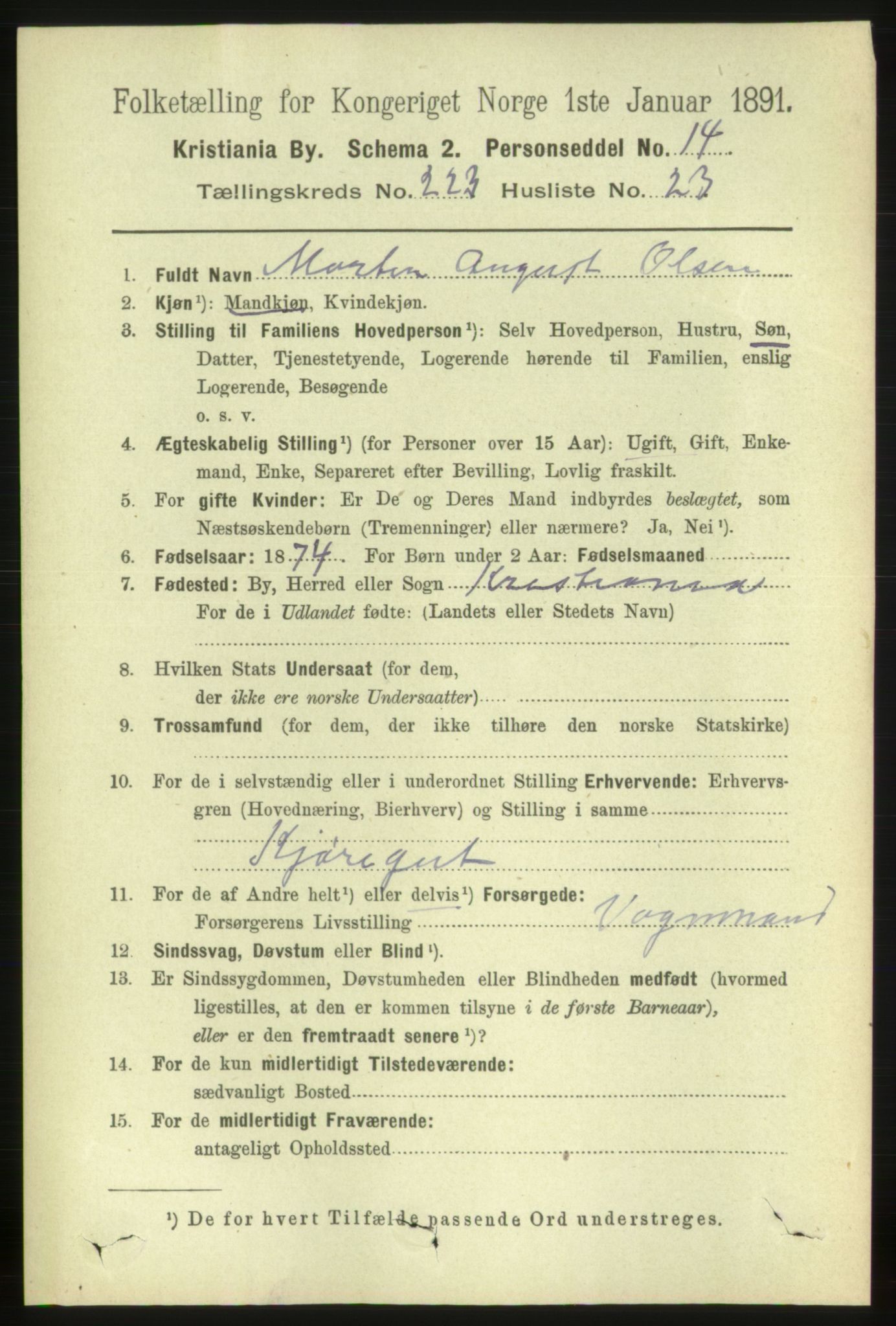 RA, 1891 census for 0301 Kristiania, 1891, p. 135251