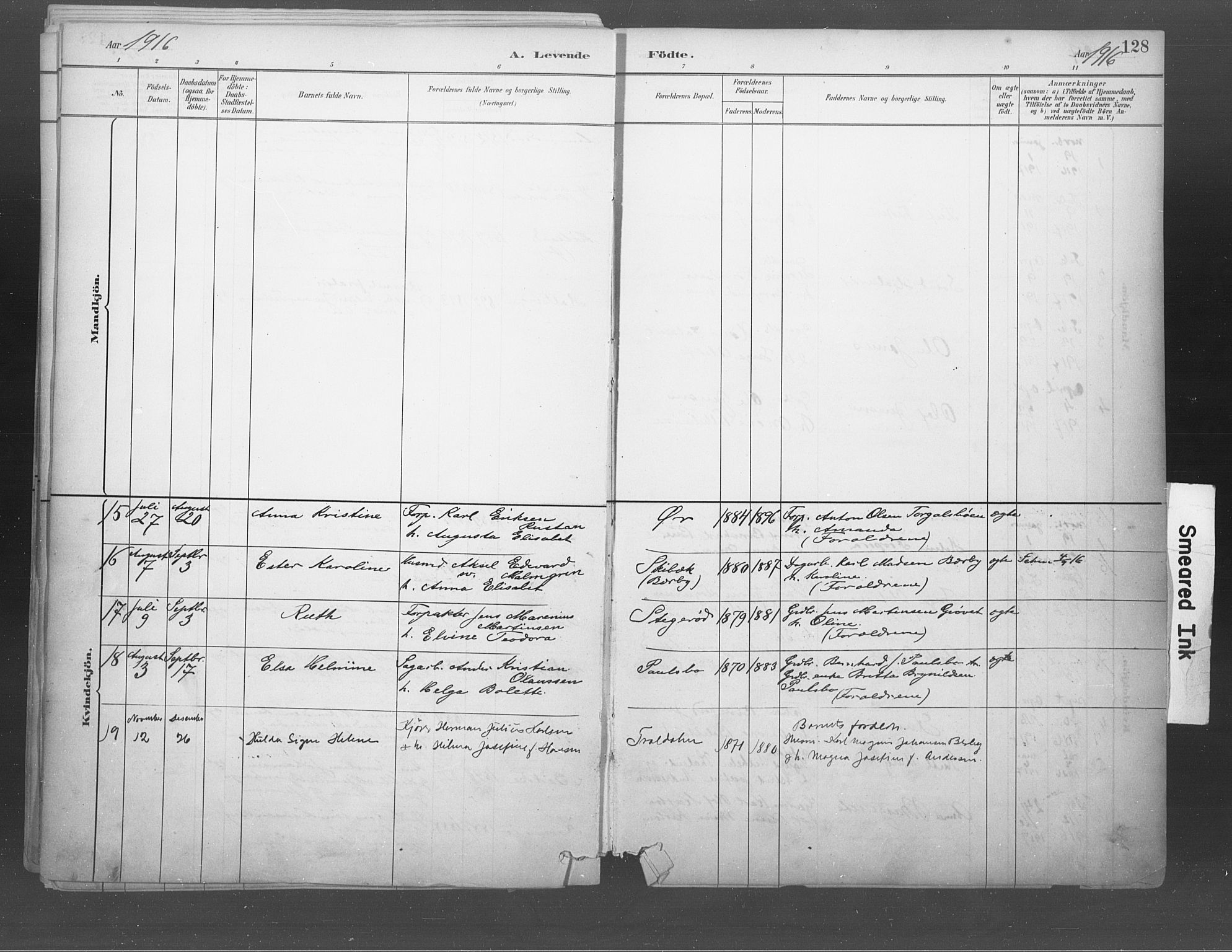 Idd prestekontor Kirkebøker, AV/SAO-A-10911/F/Fb/L0002: Parish register (official) no. II 2, 1882-1923, p. 128