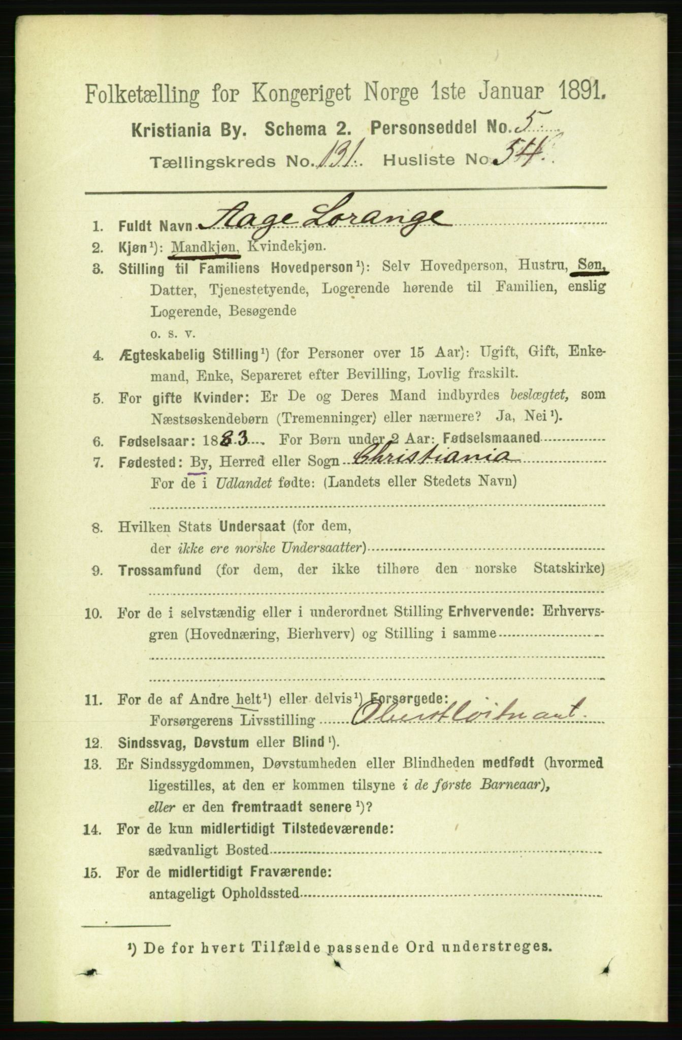 RA, 1891 census for 0301 Kristiania, 1891, p. 71401